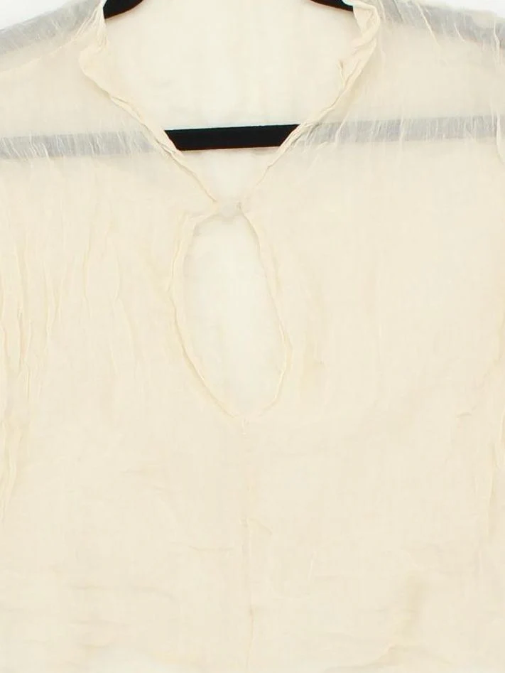 Massimo Dutti Women's Top M Cream Cotton with Other Sleeveless High Neck Basic - Image 3