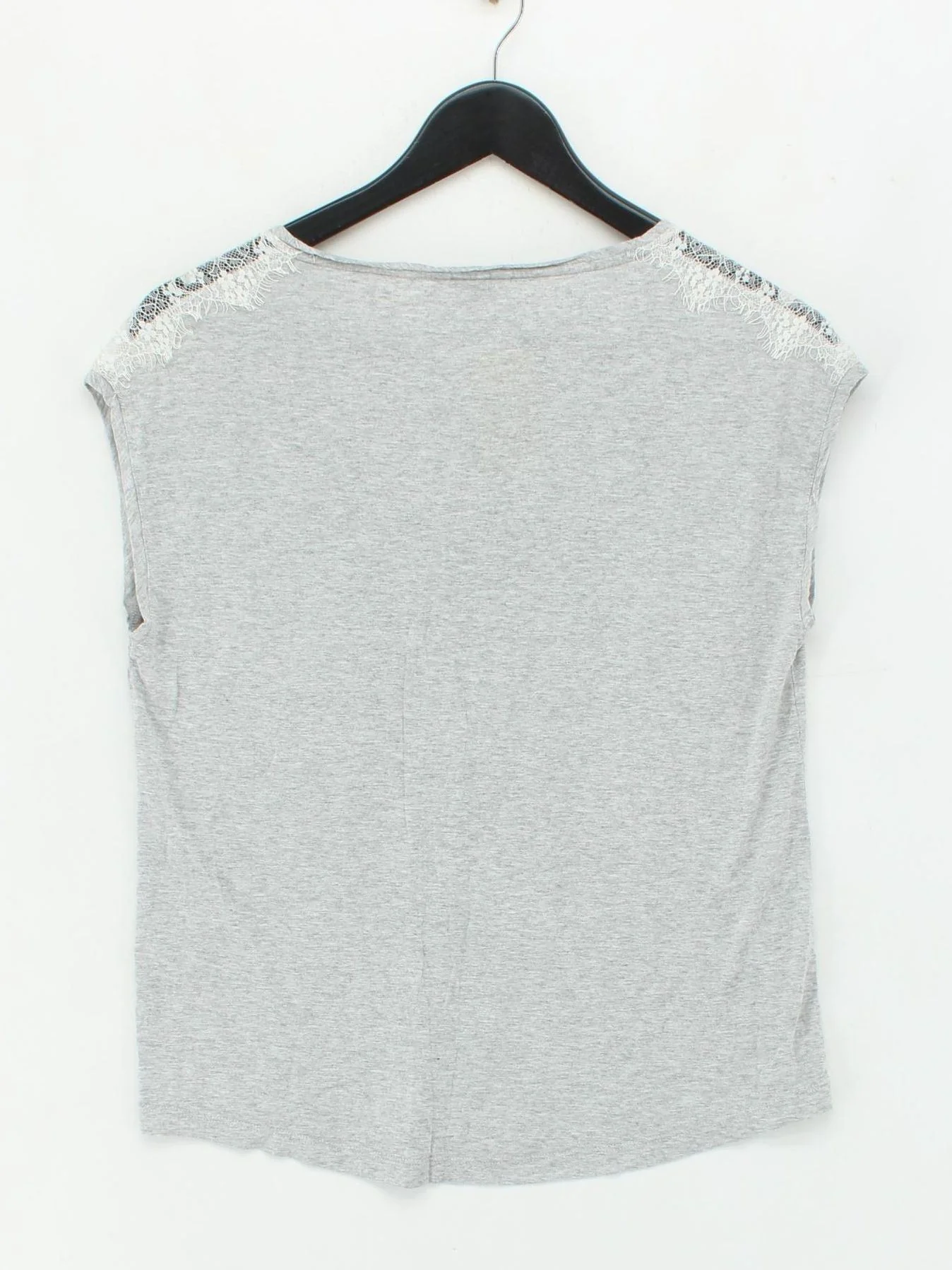 Massimo Dutti Women's Top M Grey 100% Other Short Sleeve V-Neck Basic - Image 2
