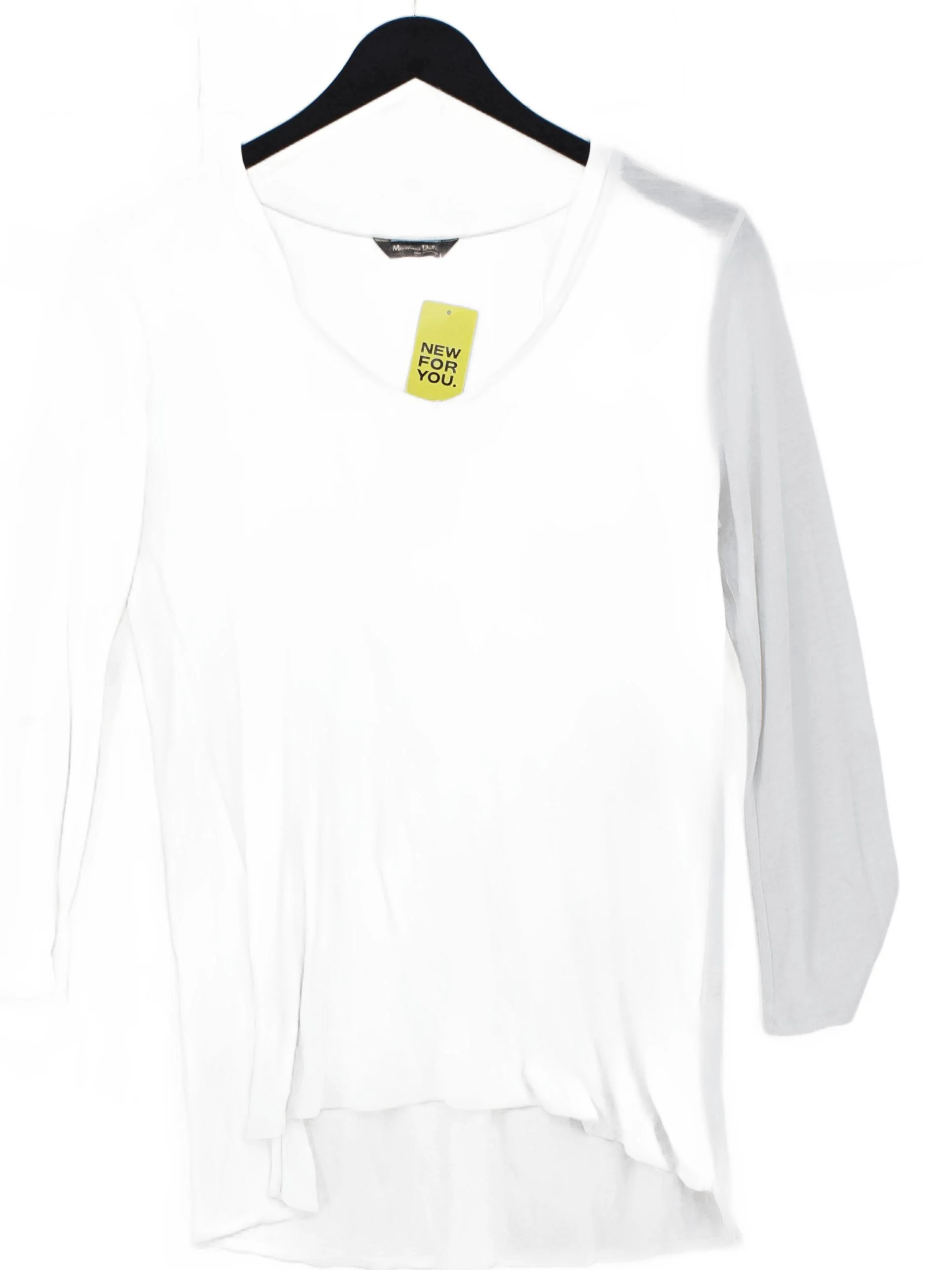 Massimo Dutti Women's Top M White 100% Other 3/4 Sleeve V-Neck Basic