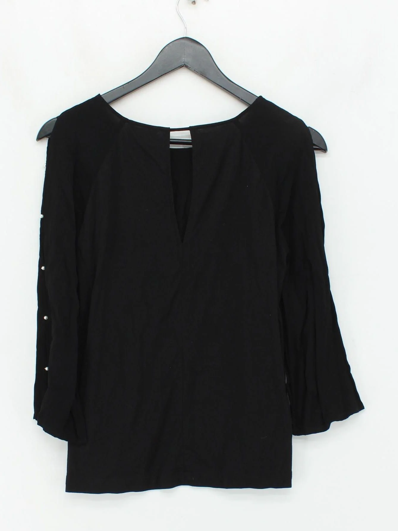 Massimo Dutti Women's Top S Black 100% Viscose Long Sleeve Round Neck Basic - Image 2