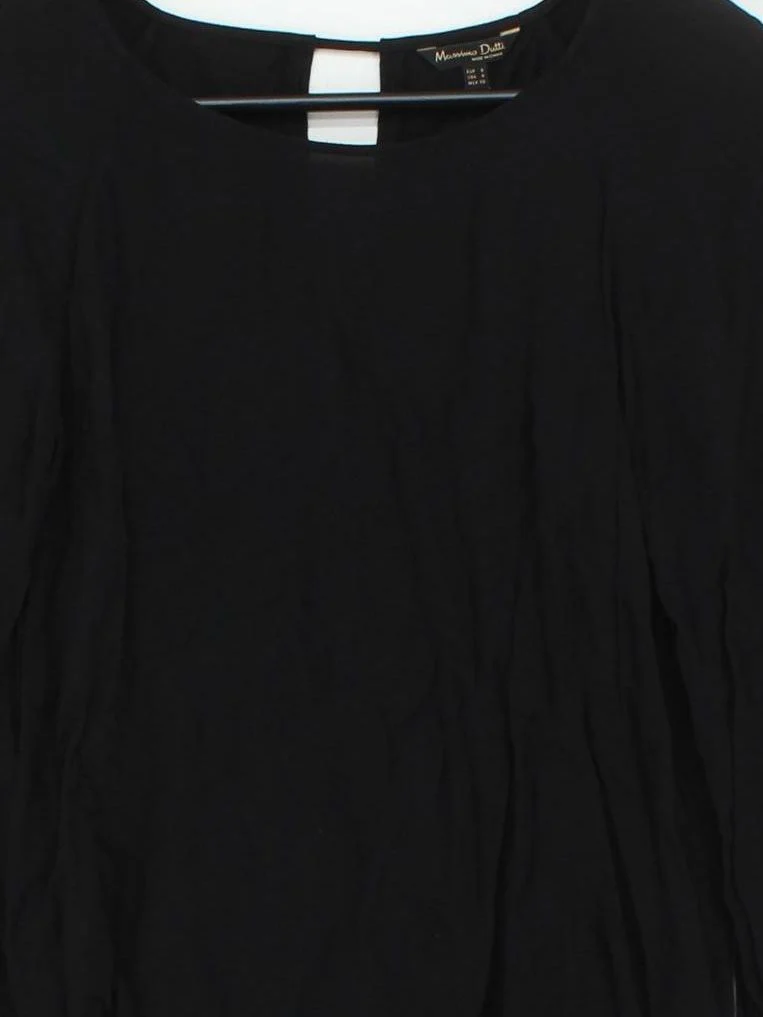 Massimo Dutti Women's Top S Black 100% Viscose Long Sleeve Round Neck Basic - Image 3