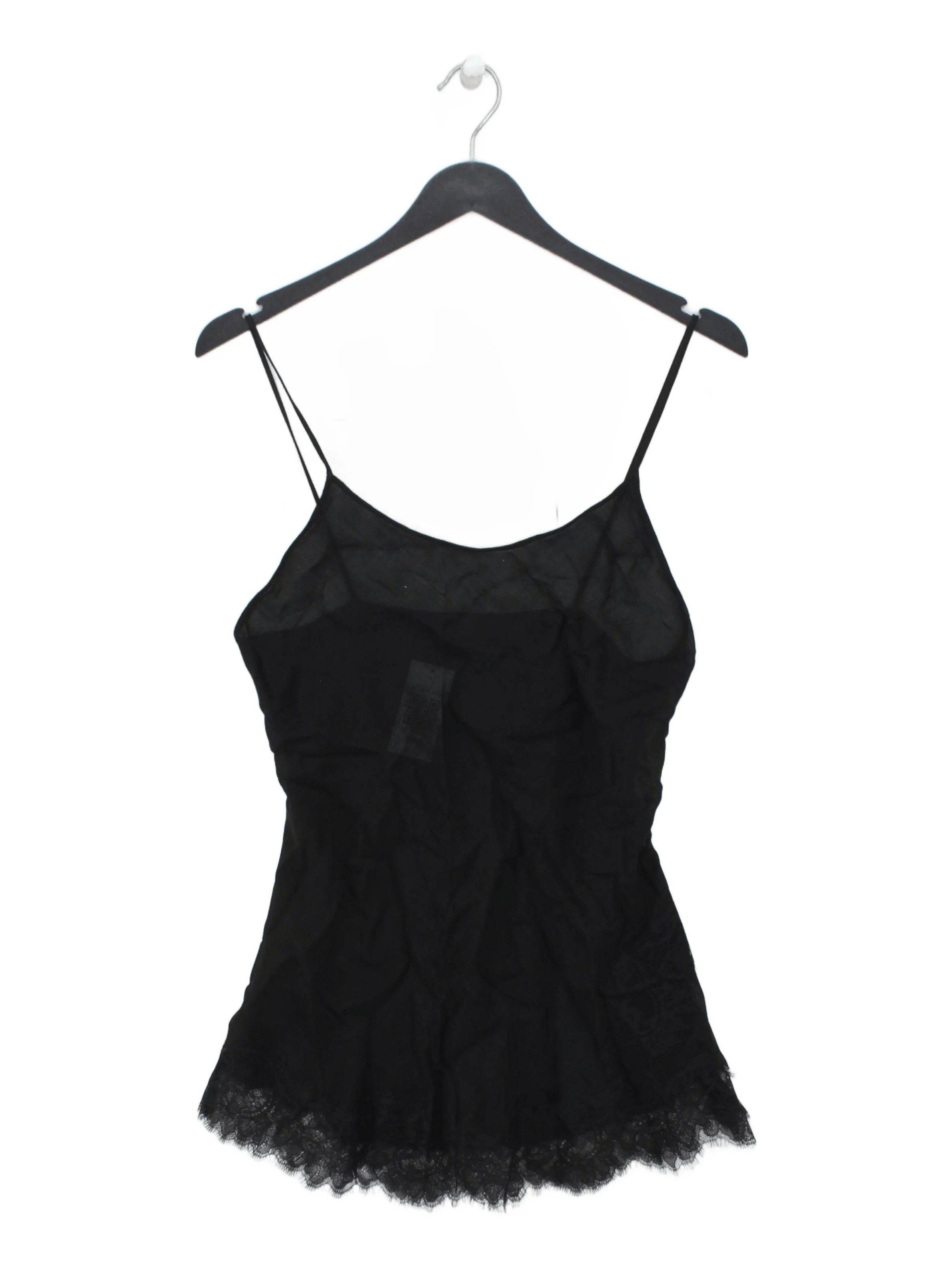 Massimo Dutti Women's Top S Black Viscose with Wool Sleeveless V-Neck Basic