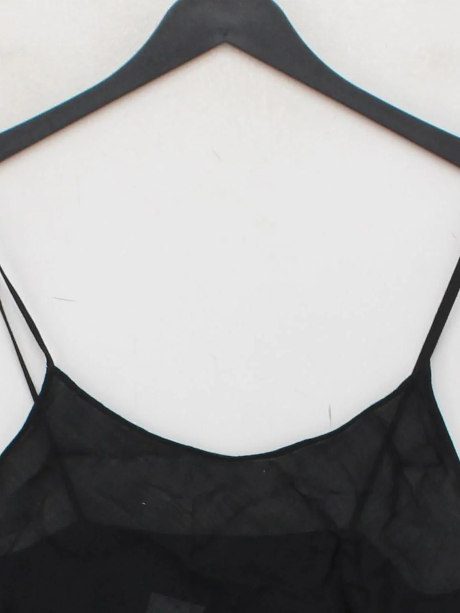 Massimo Dutti Women's Top S Black Viscose with Wool Sleeveless V-Neck Basic - Image 3
