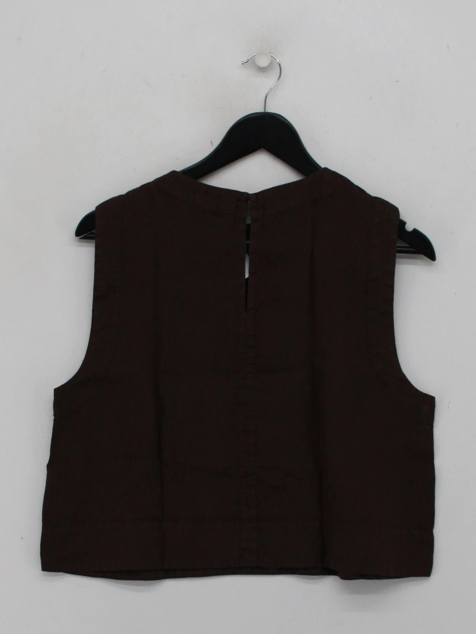 Massimo Dutti Women's Top S Brown 100% Linen Sleeveless Round Neck Cropped - Image 2