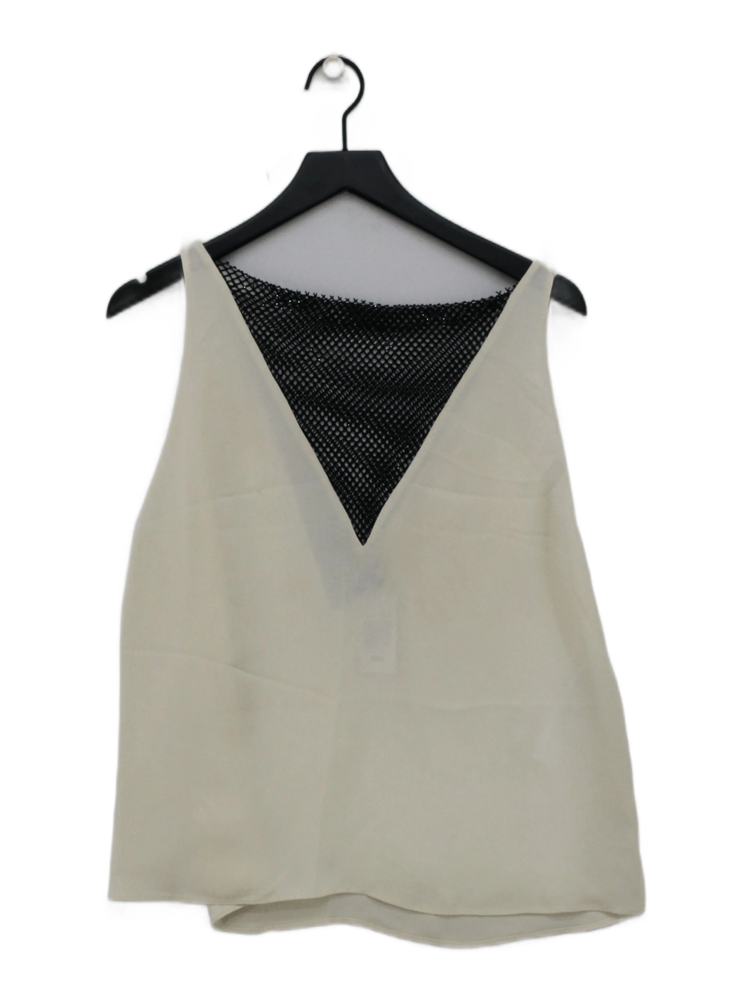 Massimo Dutti Women's Top UK 14 Cream Viscose with Polyester Basic