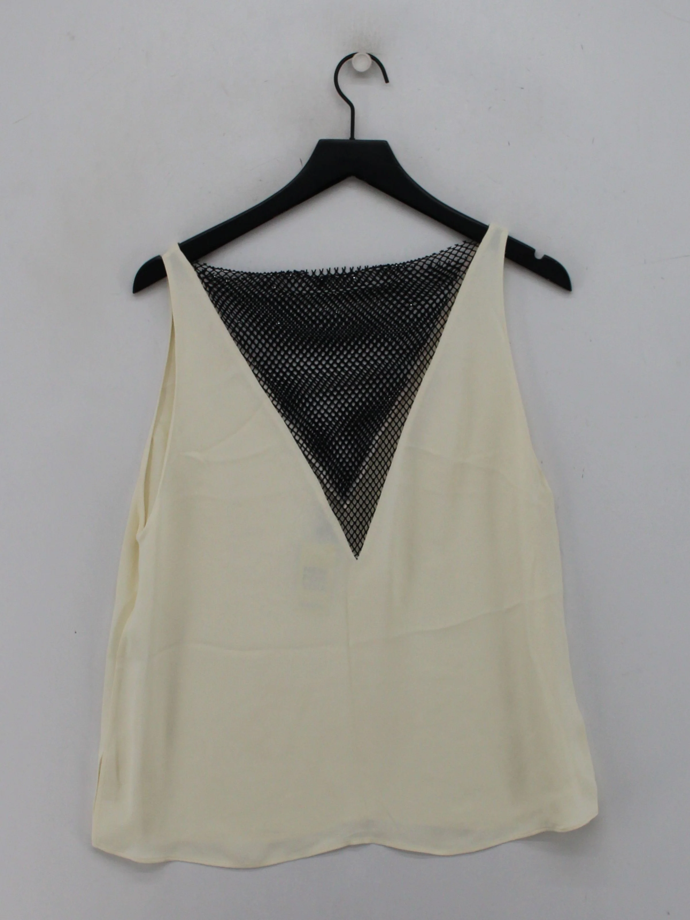 Massimo Dutti Women's Top UK 14 Cream Viscose with Polyester Basic - Image 2