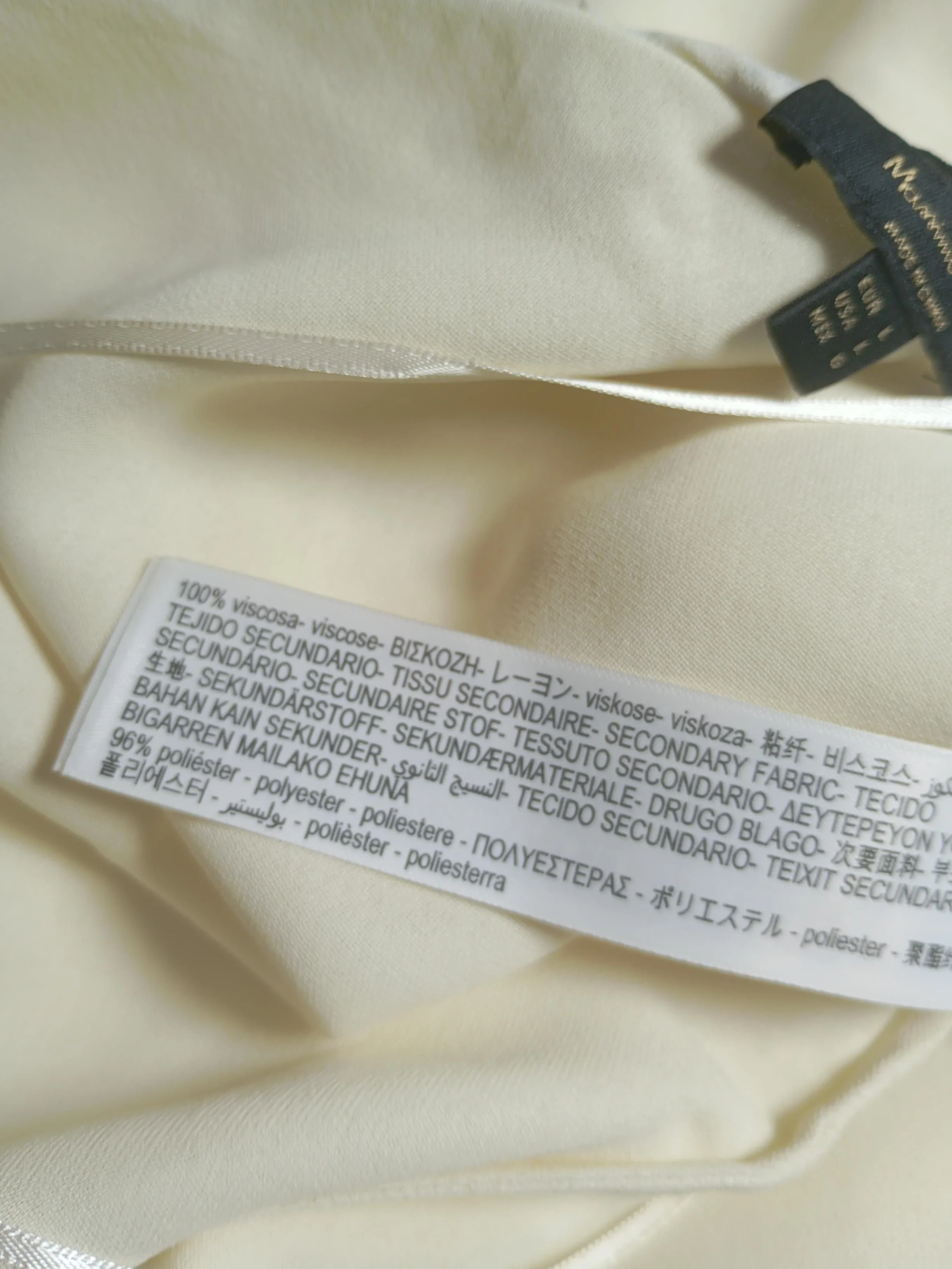 Massimo Dutti Women's Top UK 14 Cream Viscose with Polyester Basic - Image 6