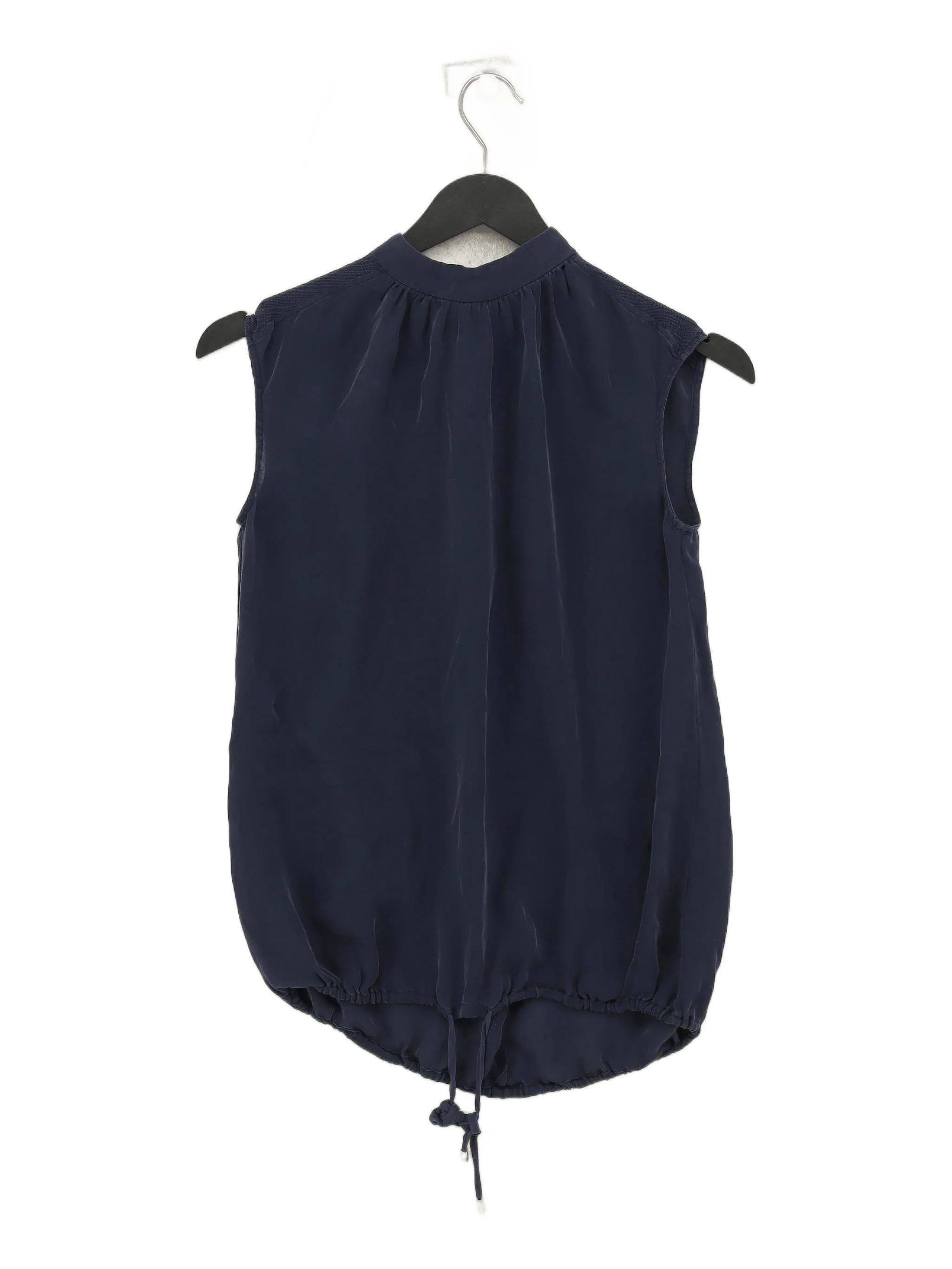 Massimo Dutti Women's Top UK 6 Blue 100% Other Sleeveless High Neck Basic