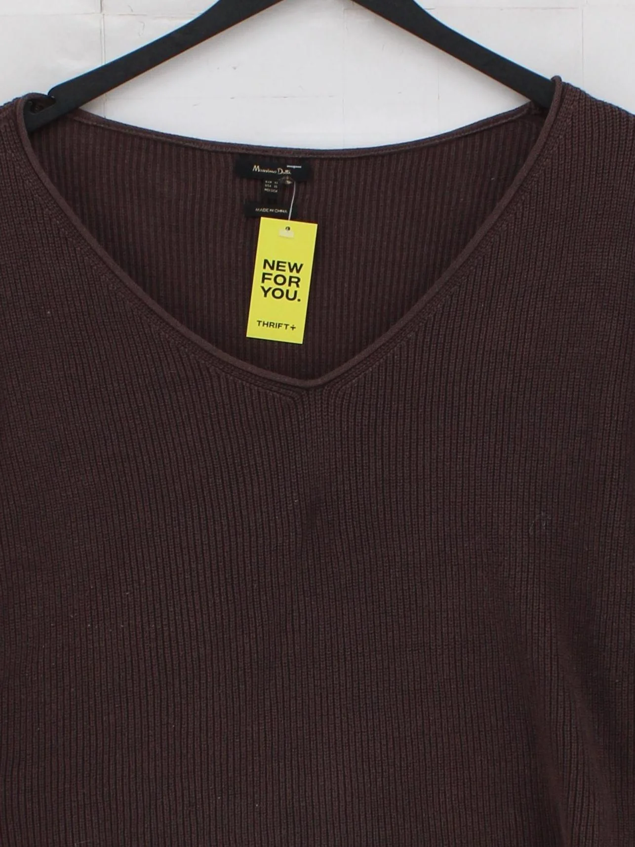 Massimo Dutti Women's Top XS Brown 100% Cotton Short Sleeve V-Neck Basic - Image 3