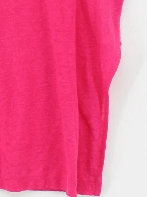 Massimo Dutti Women's Top XXS Pink 100% Linen Short Sleeve Round Neck Basic - Image 4