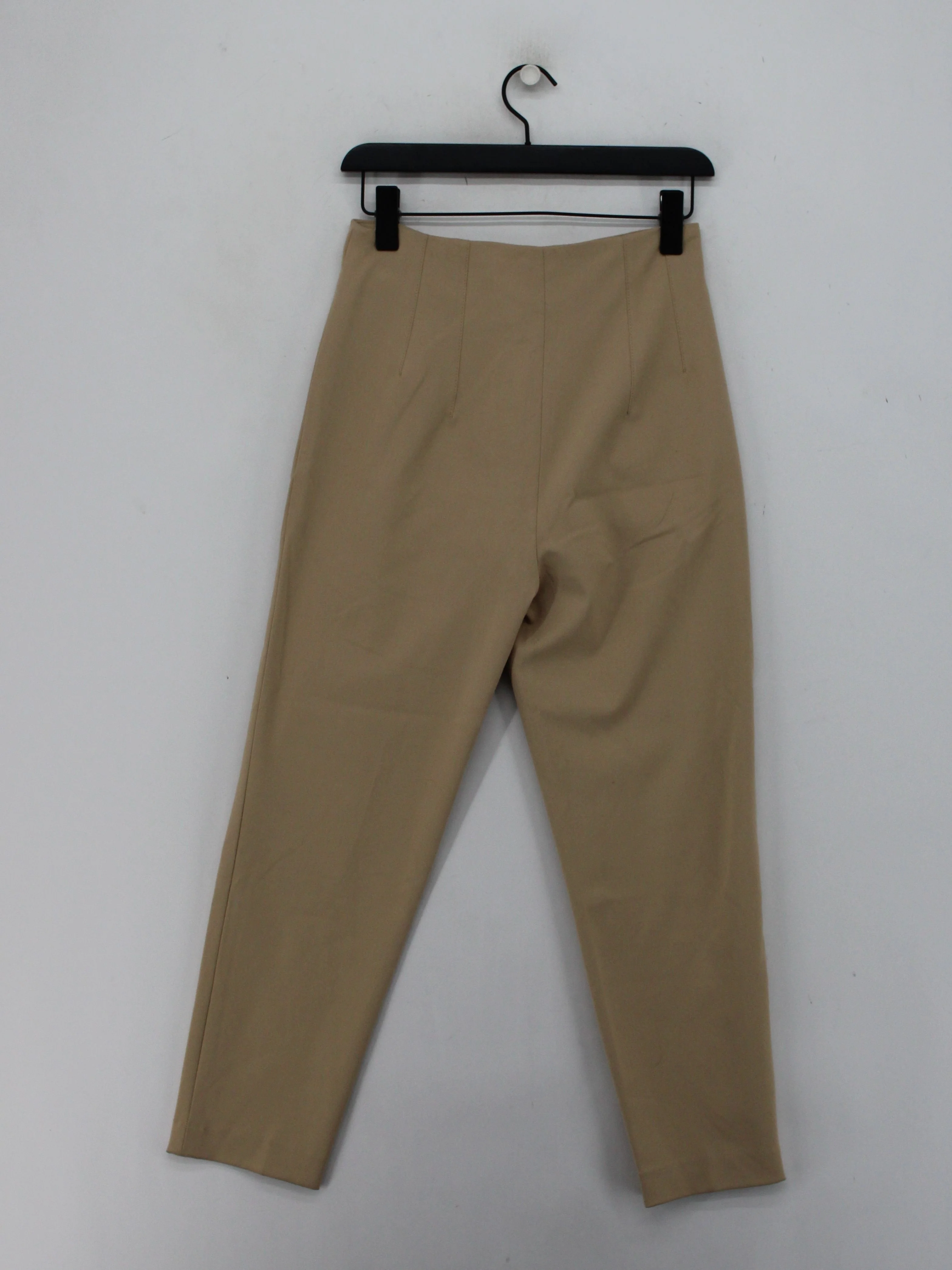 Massimo Dutti Women's Trousers M Tan Polyester with Viscose Tapered Cropped - Image 2
