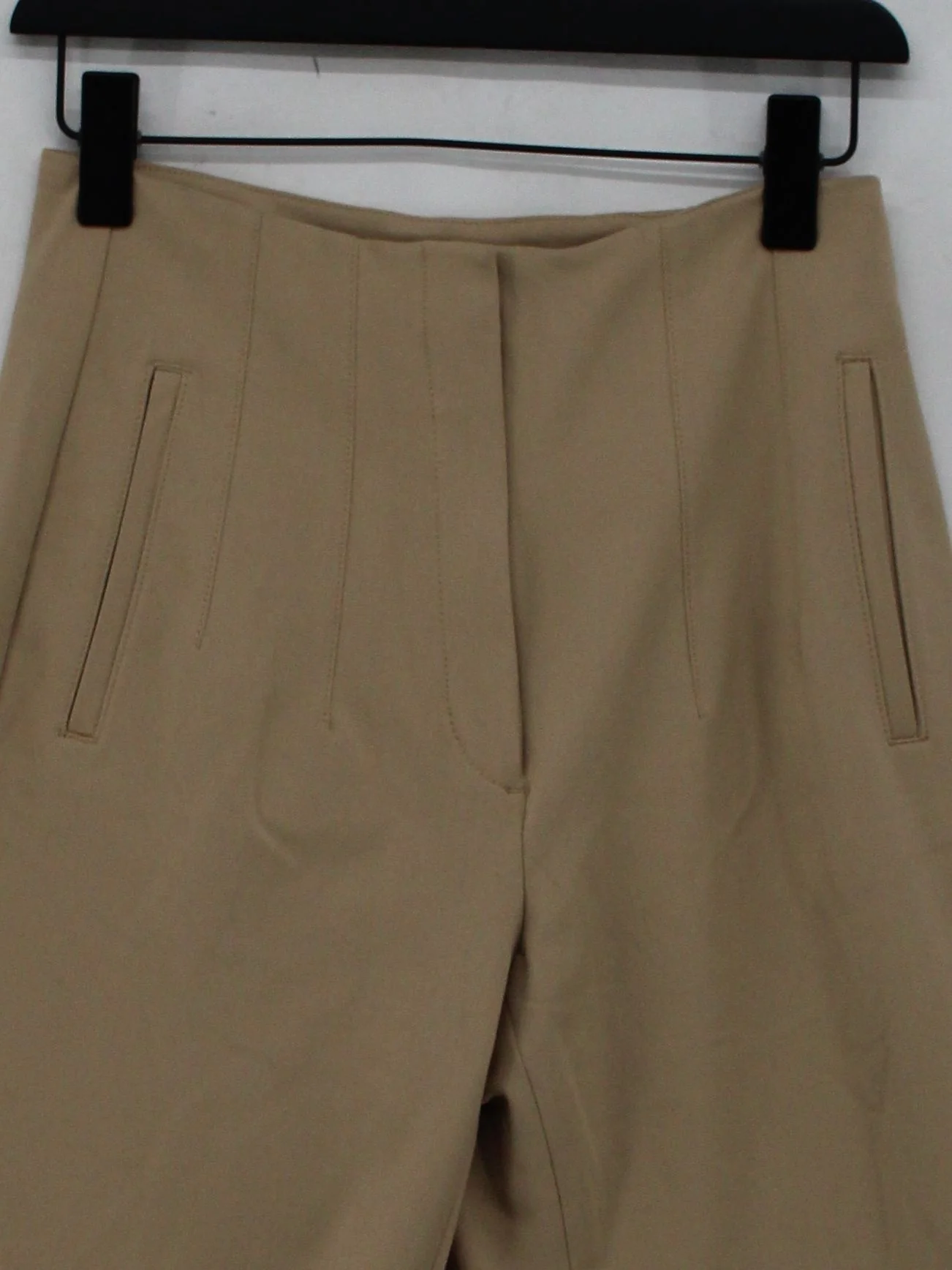 Massimo Dutti Women's Trousers M Tan Polyester with Viscose Tapered Cropped - Image 3