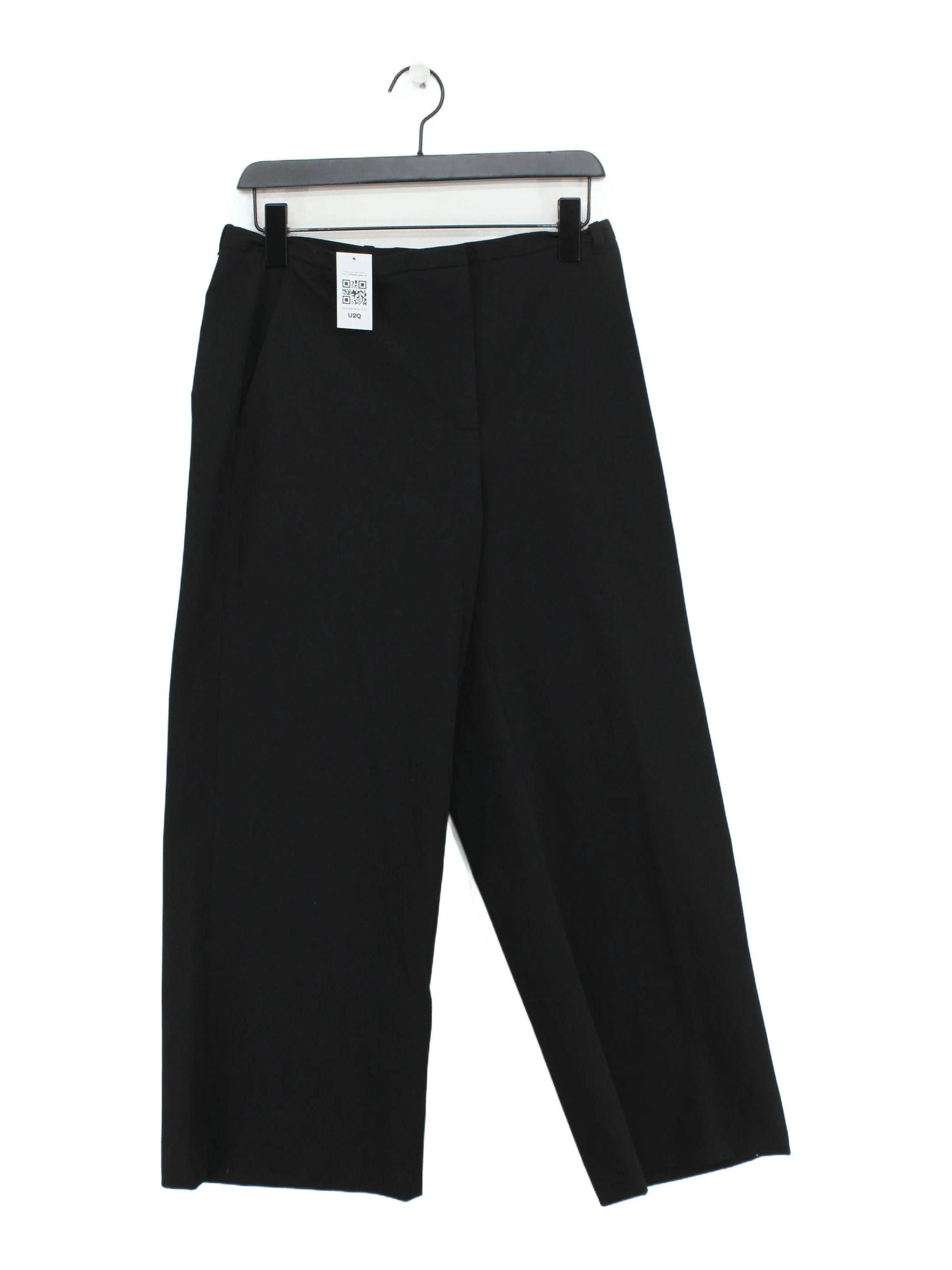 Massimo Dutti Women's Trousers UK 10 Black Polyester with Viscose Cropped