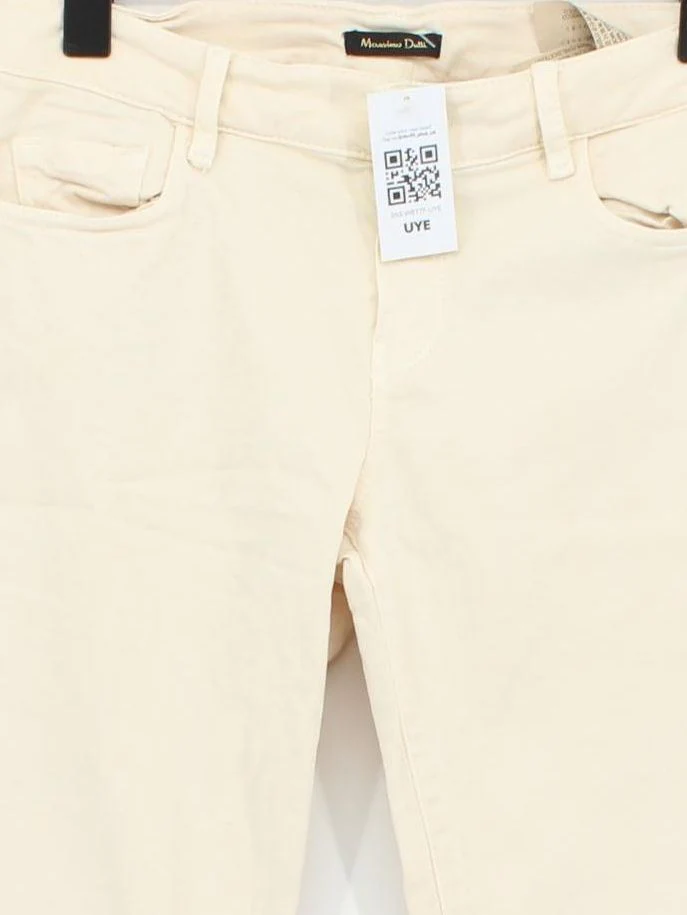 Massimo Dutti Women's Trousers UK 10 Cream Cotton with Elastane Skinny Chino - Image 3
