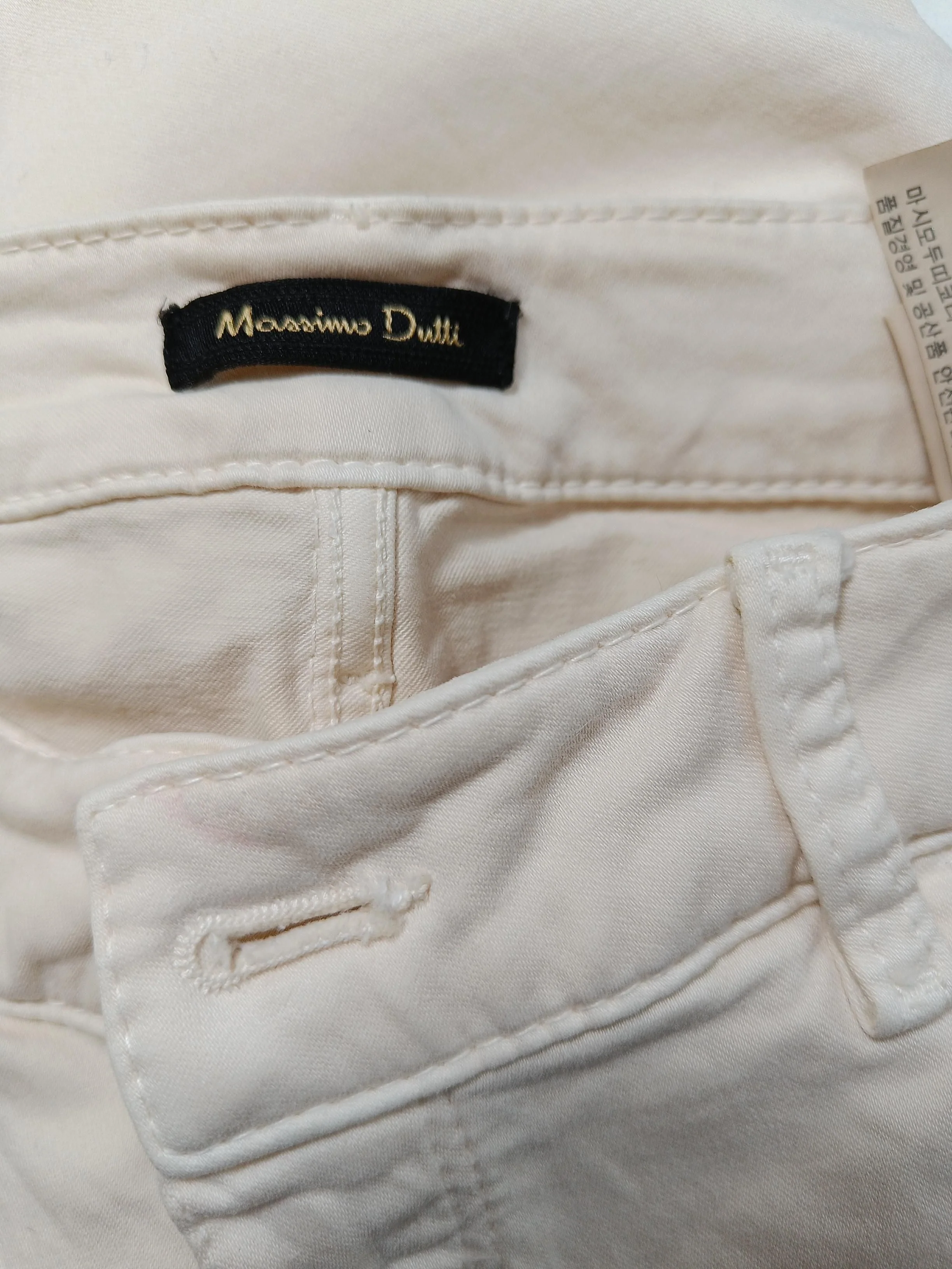 Massimo Dutti Women's Trousers UK 10 Cream Cotton with Elastane Skinny Chino - Image 6
