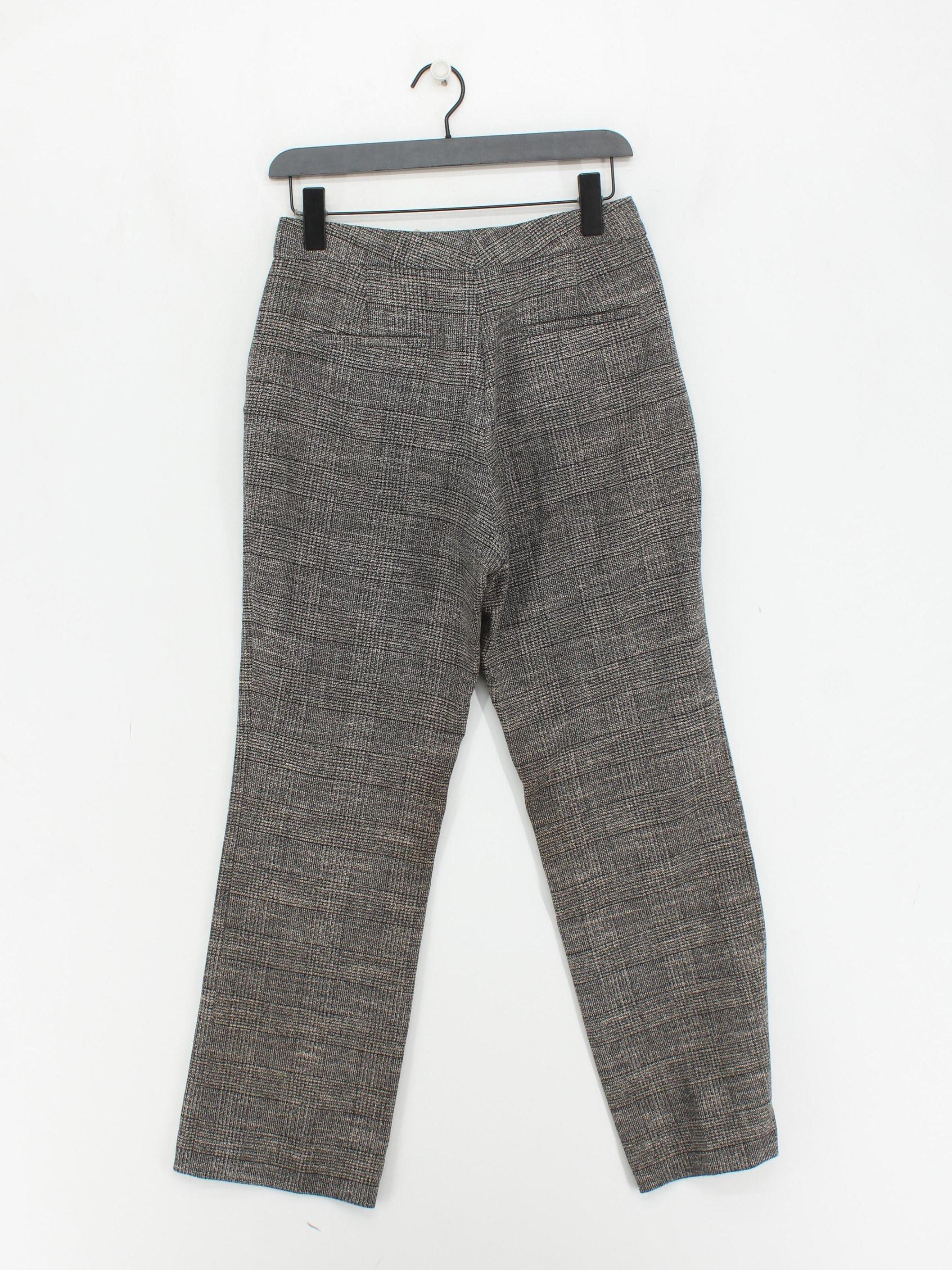 Massimo Dutti Women's Trousers UK 10 Grey Checkered 100% Other Straight Chino - Image 2