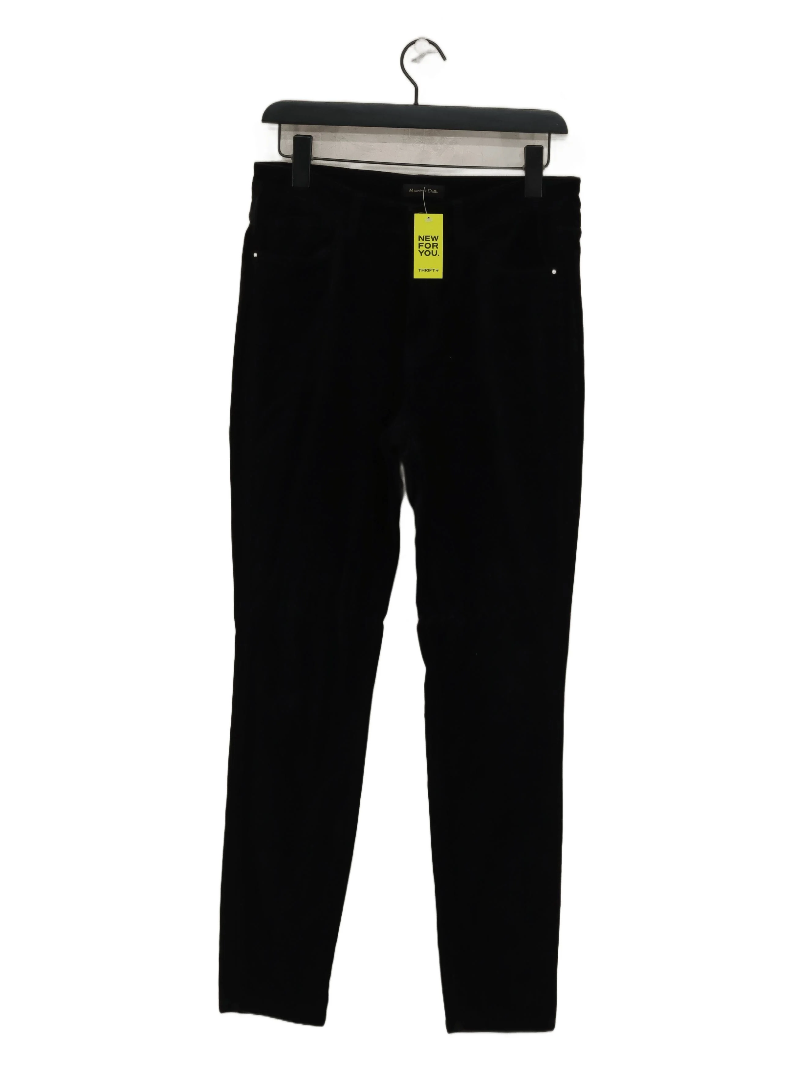 Massimo Dutti Women's Trousers UK 12 Black 100% Other Straight Chino