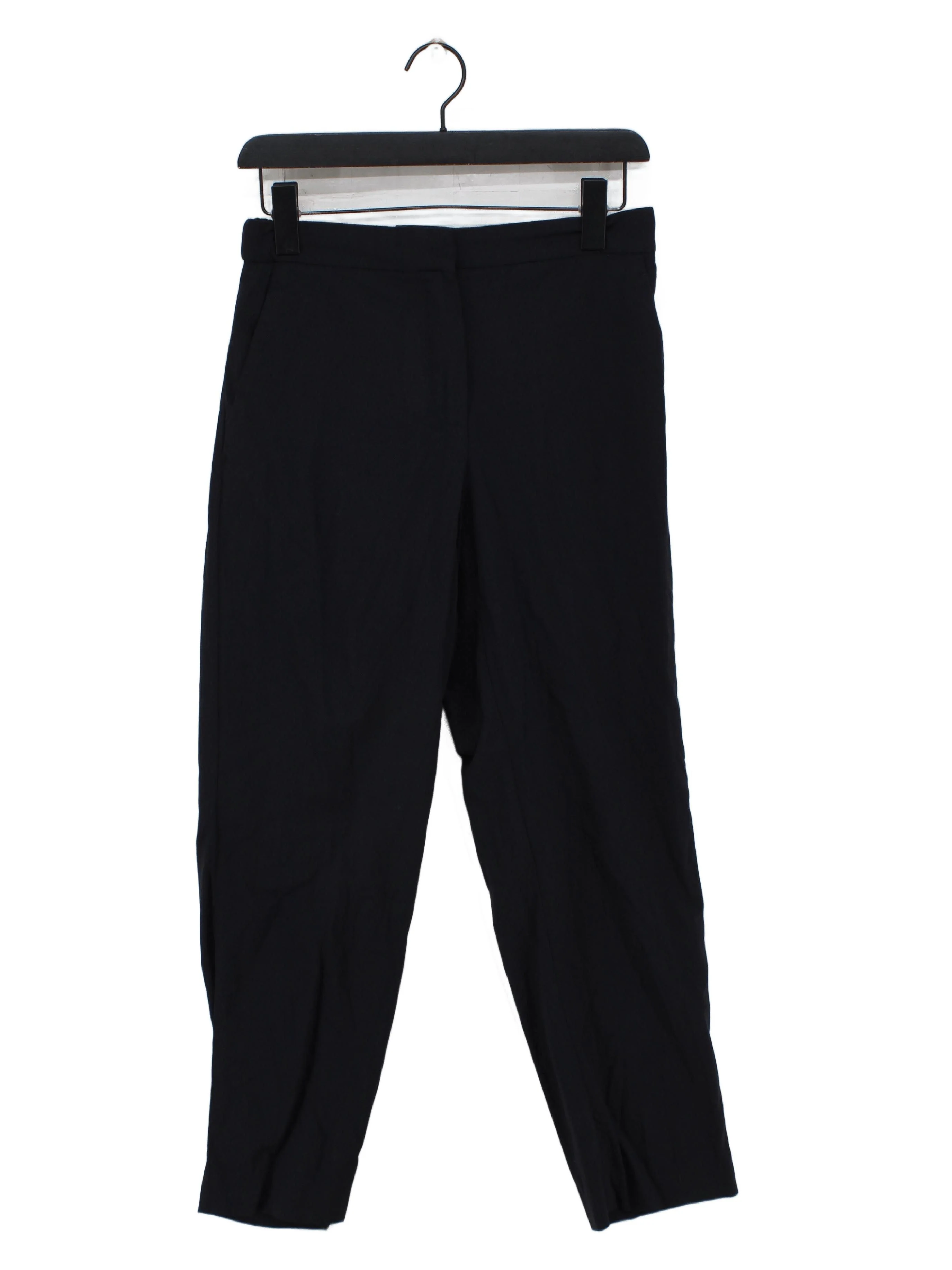 Massimo Dutti Women's Trousers UK 12 Black 100% Other Tapered Cropped