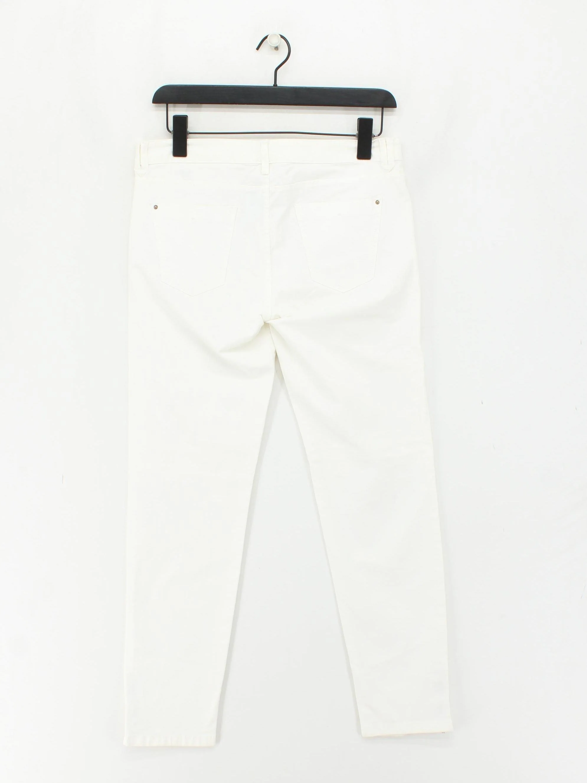 Massimo Dutti Women's Trousers UK 12 White 100% Cotton Skinny Chino - Image 2