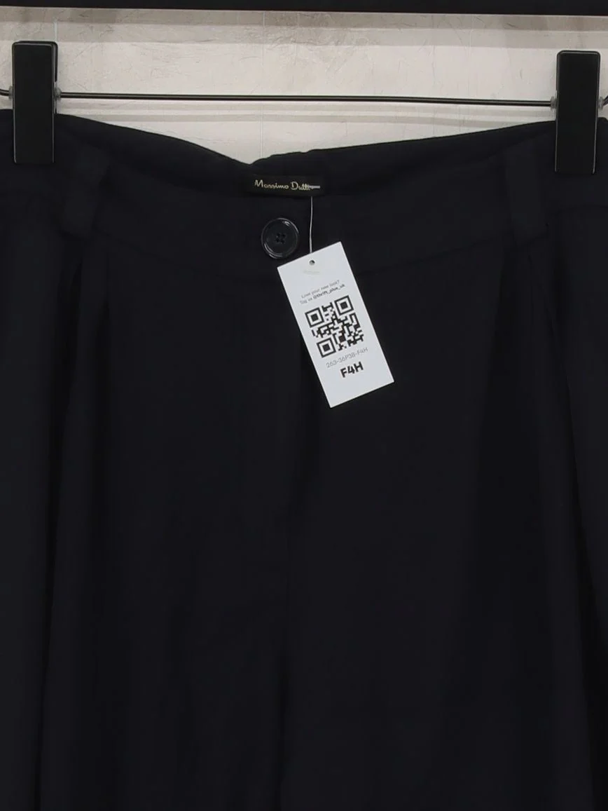 Massimo Dutti Women's Trousers UK 14 Blue Acetate with Viscose Tapered Cropped - Image 3