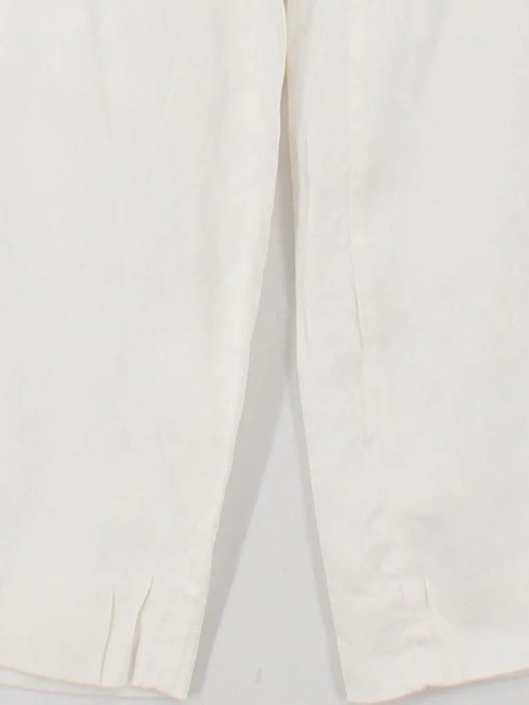 Massimo Dutti Women's Trousers UK 14 Cream Linen with Viscose, Elastane Cropped - Image 4