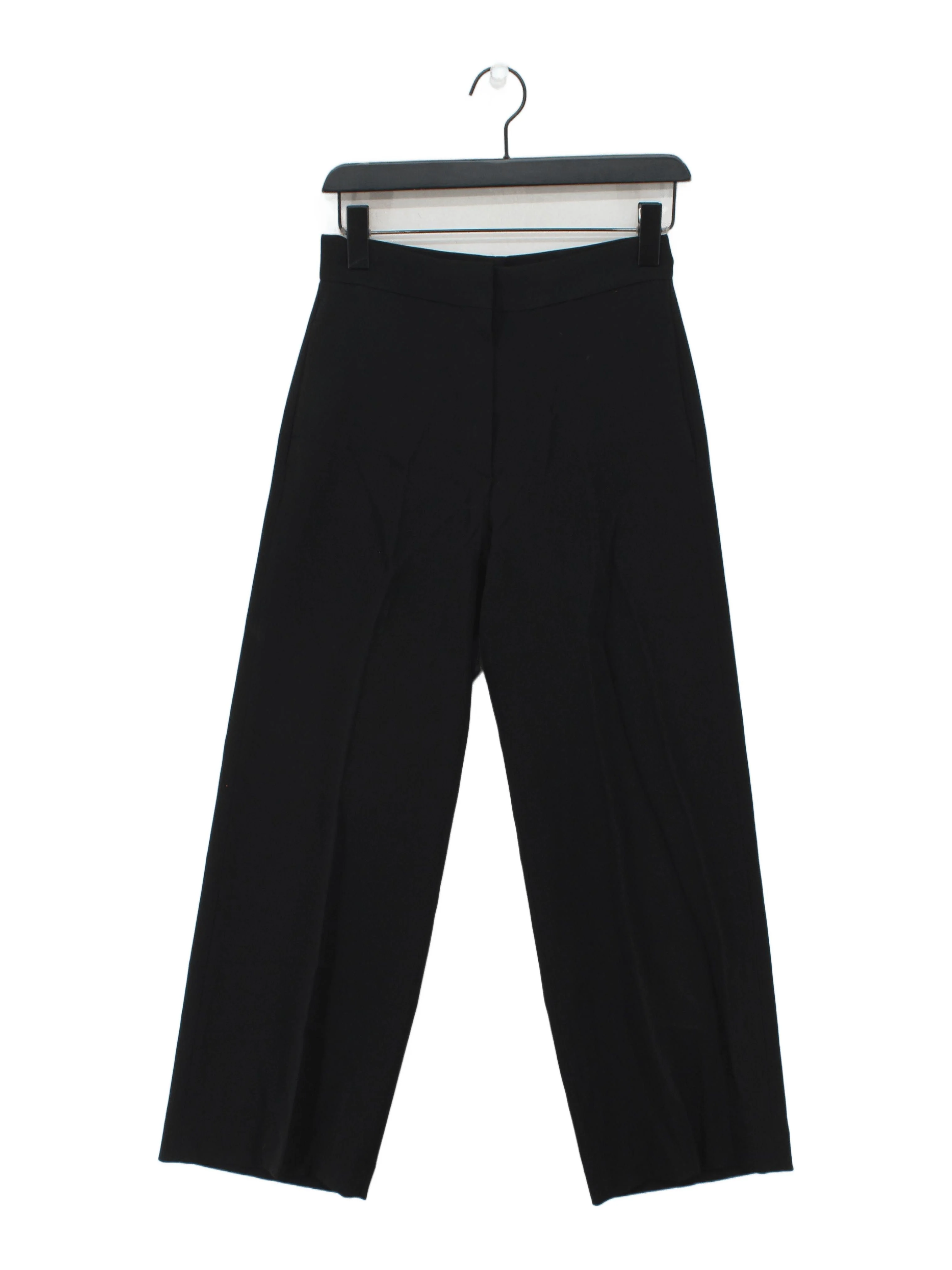 Massimo Dutti Women's Trousers UK 6 Black 100% Other Wide-Leg Chino
