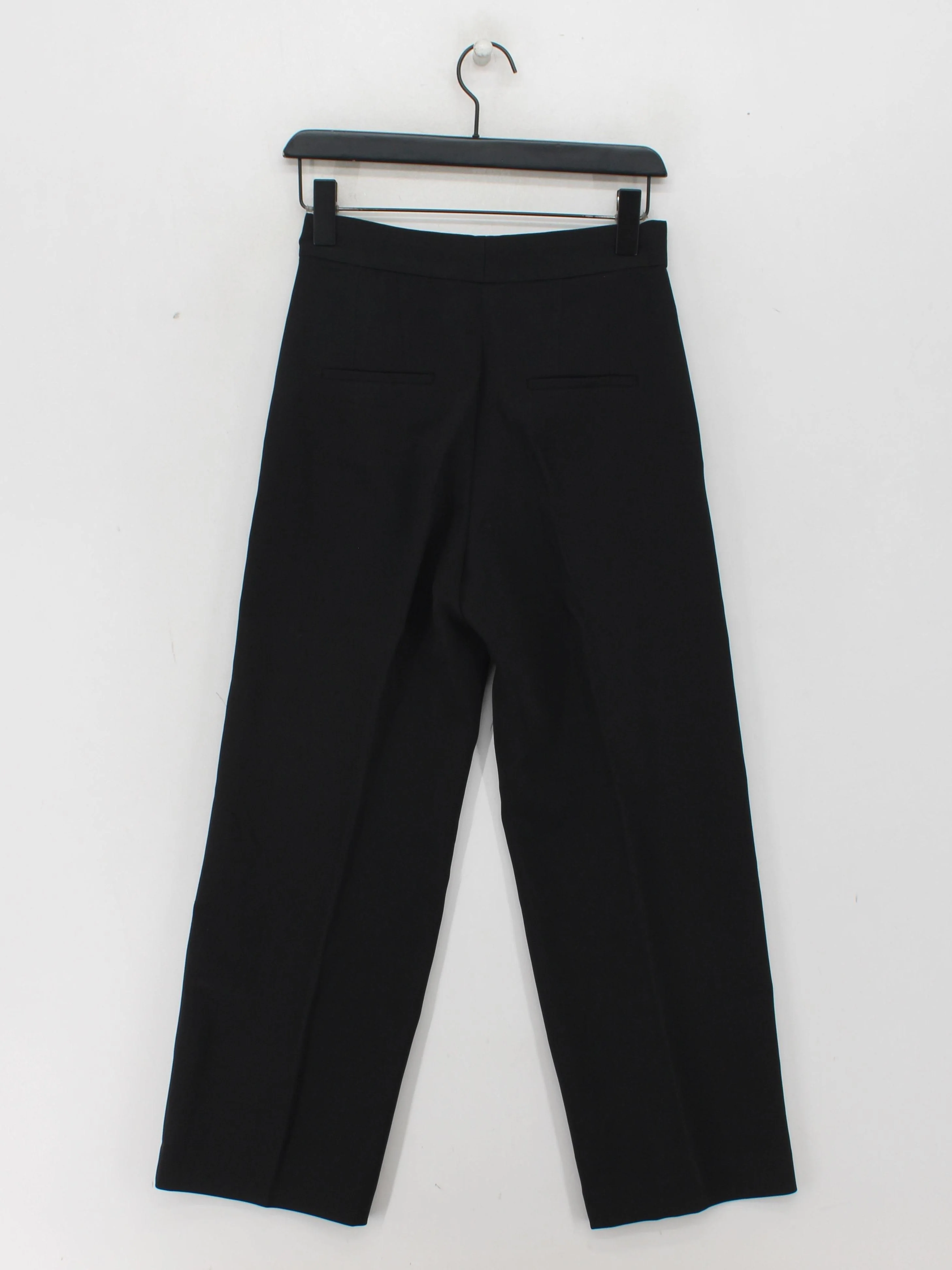 Massimo Dutti Women's Trousers UK 6 Black 100% Other Wide-Leg Chino - Image 2