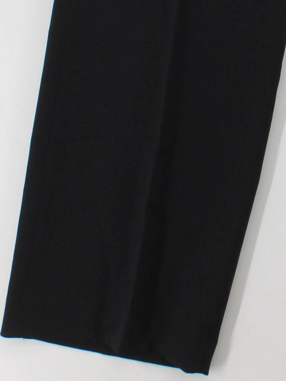 Massimo Dutti Women's Trousers UK 6 Black 100% Other Wide-Leg Chino - Image 4
