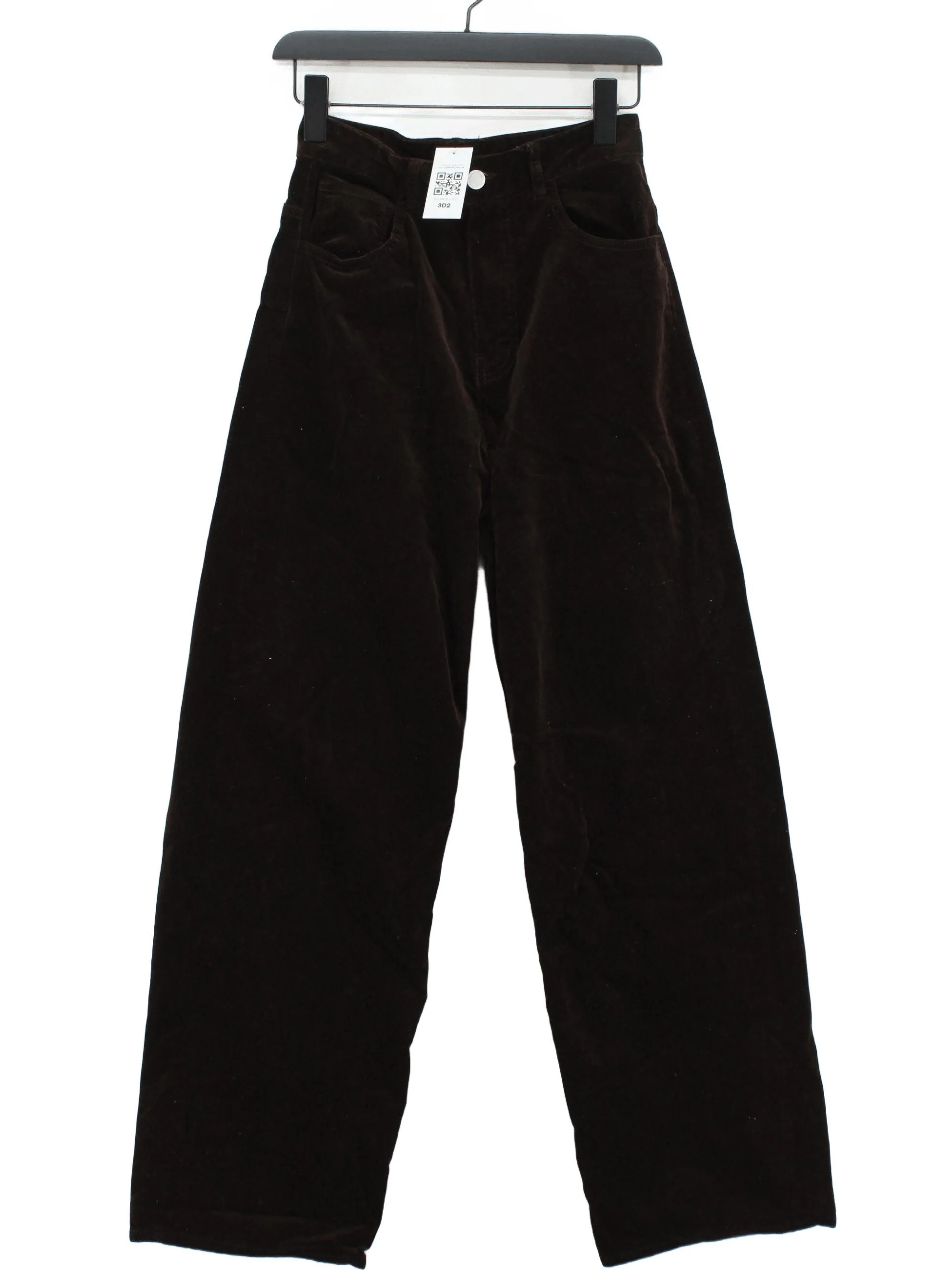Massimo Dutti Women's Trousers UK 6 Brown 100% Cotton Wide-Leg Chino