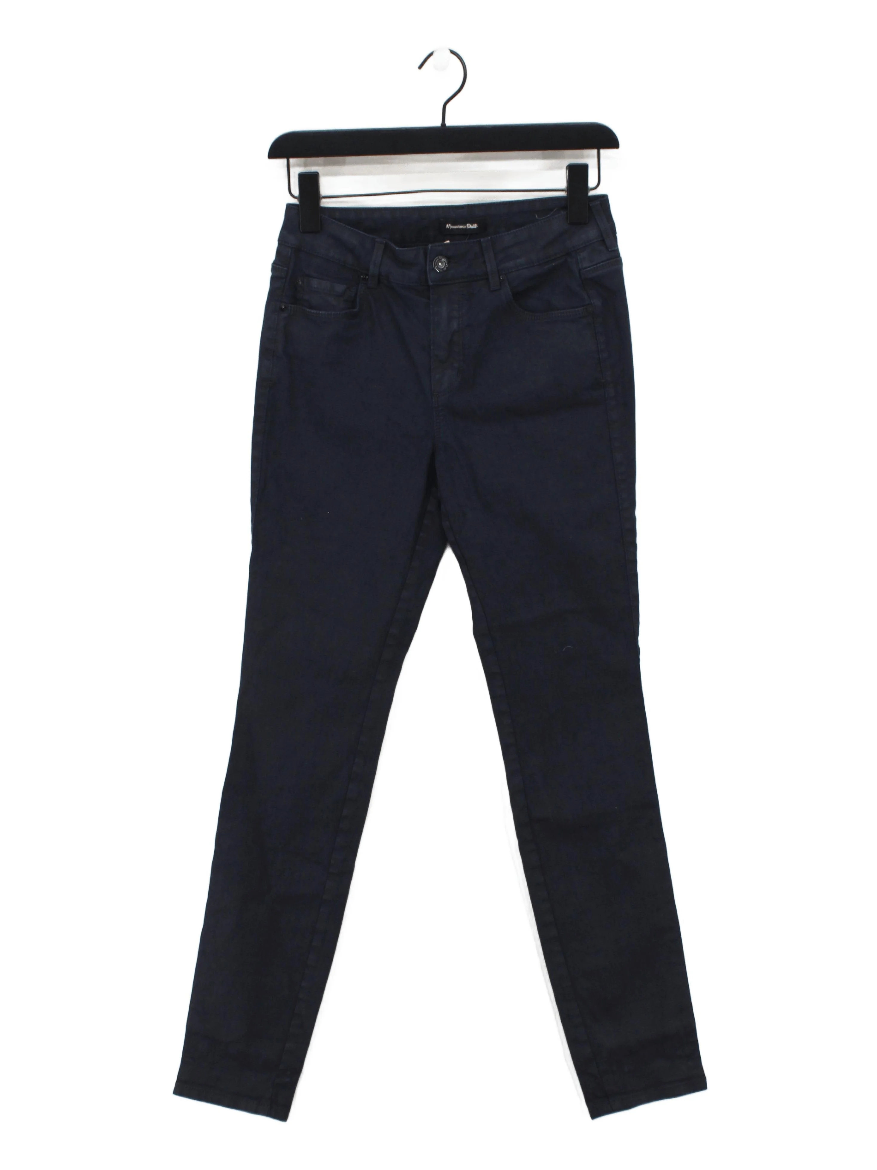 Massimo Dutti Women's Trousers UK 8 Blue Cotton with Elastane Skinny Chino
