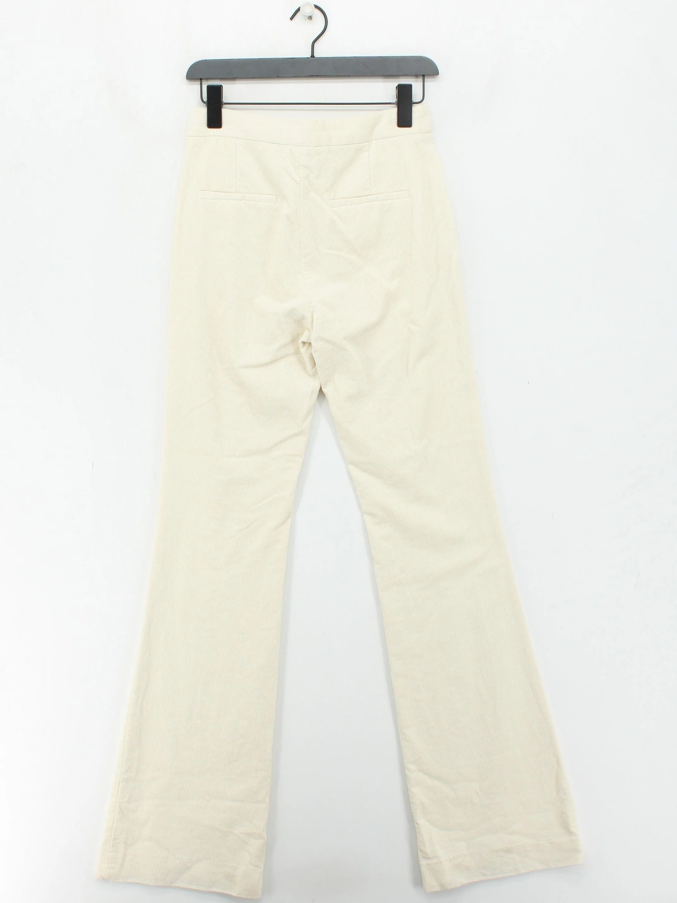 Massimo Dutti Women's Trousers UK 8 Cream 100% Cotton Flared Chino - Image 2