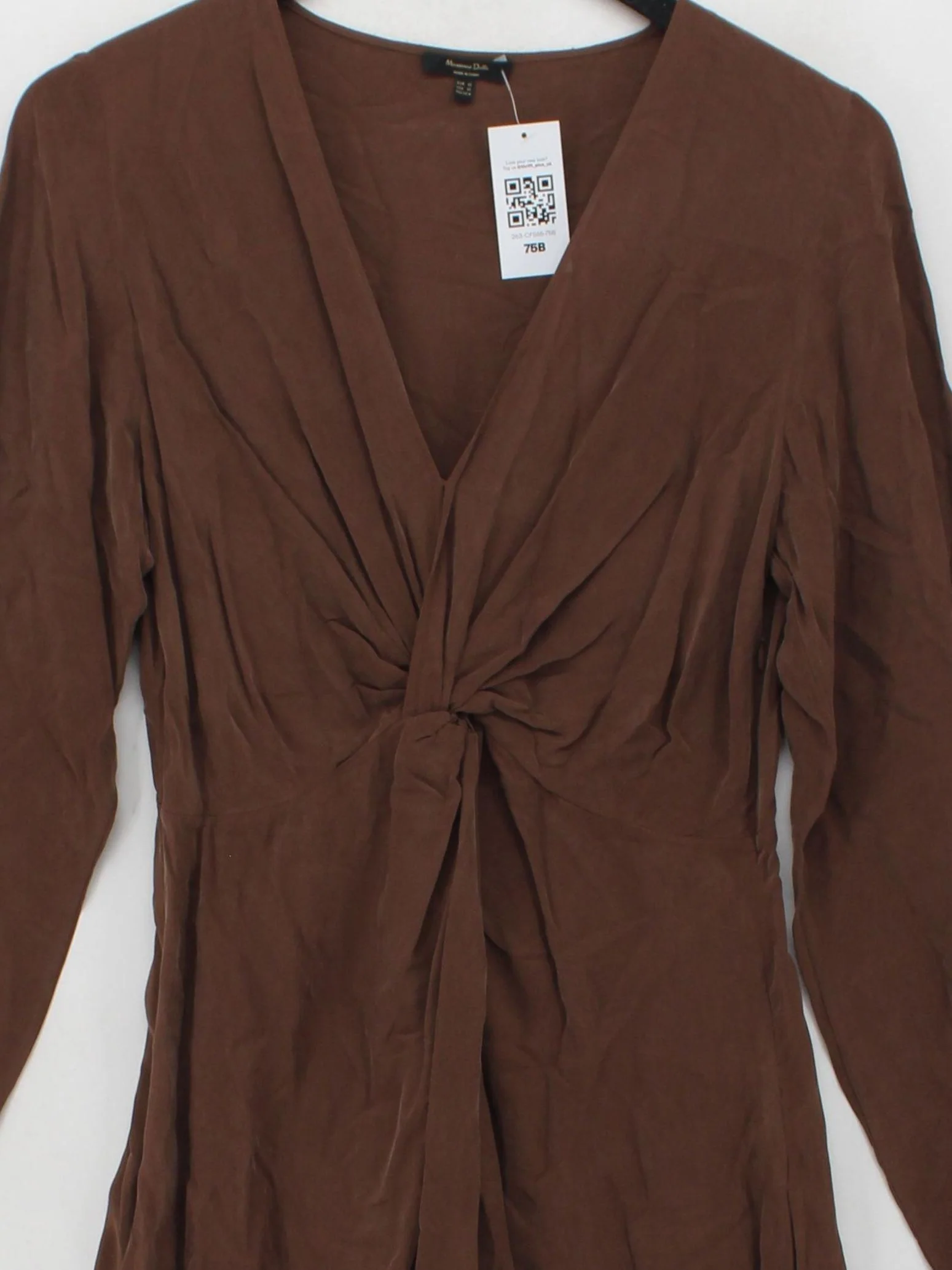 Massimo Dutti Wrap Midi Dress XS in Brown - Image 3