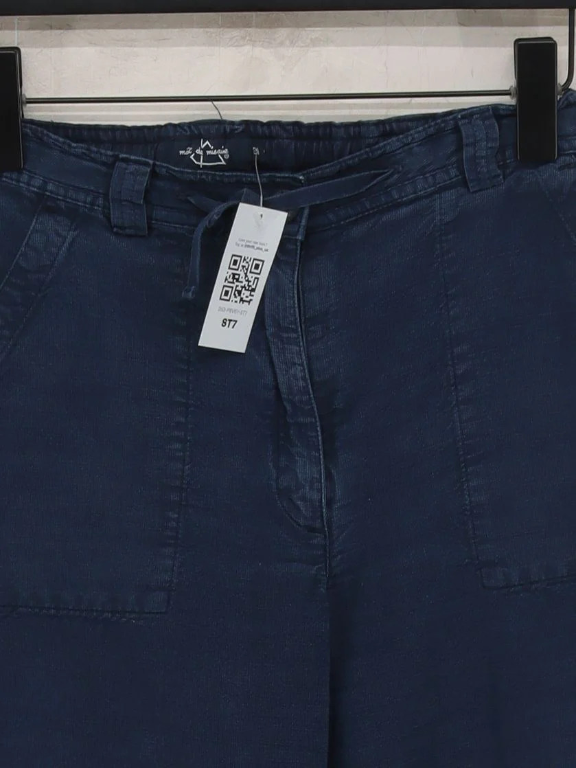 Mat De Misaine Women's Trousers UK 10 Blue 100% Cotton Tapered Capri - Image 3