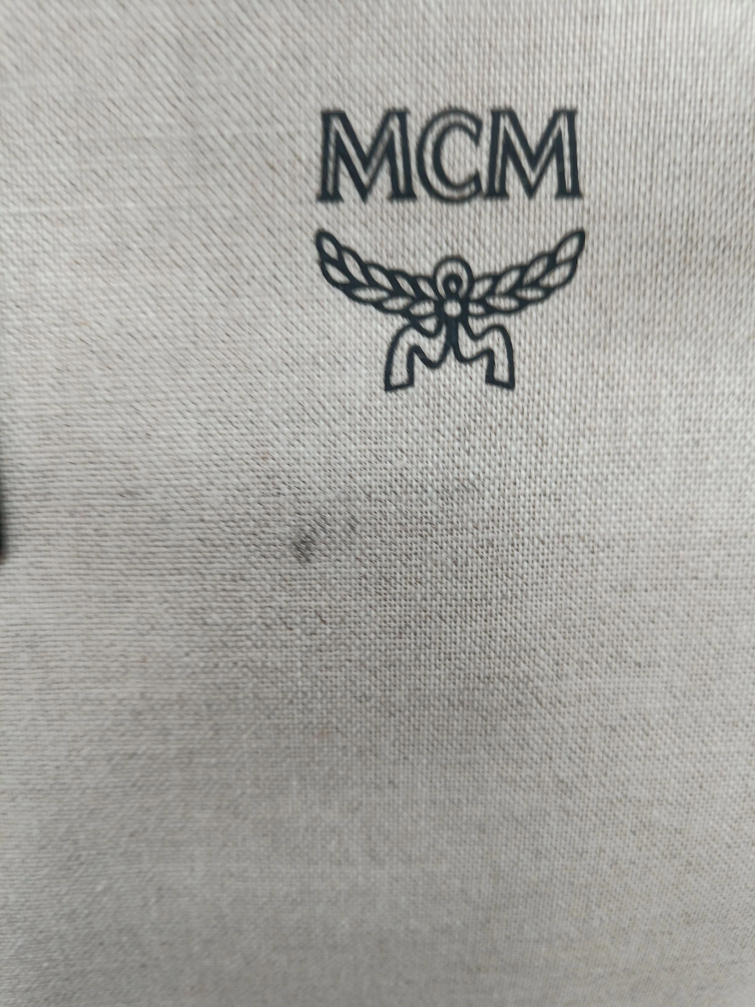 MCM Men's Bag Cream Graphic Cotton with Faux Leather Tote - Image 5