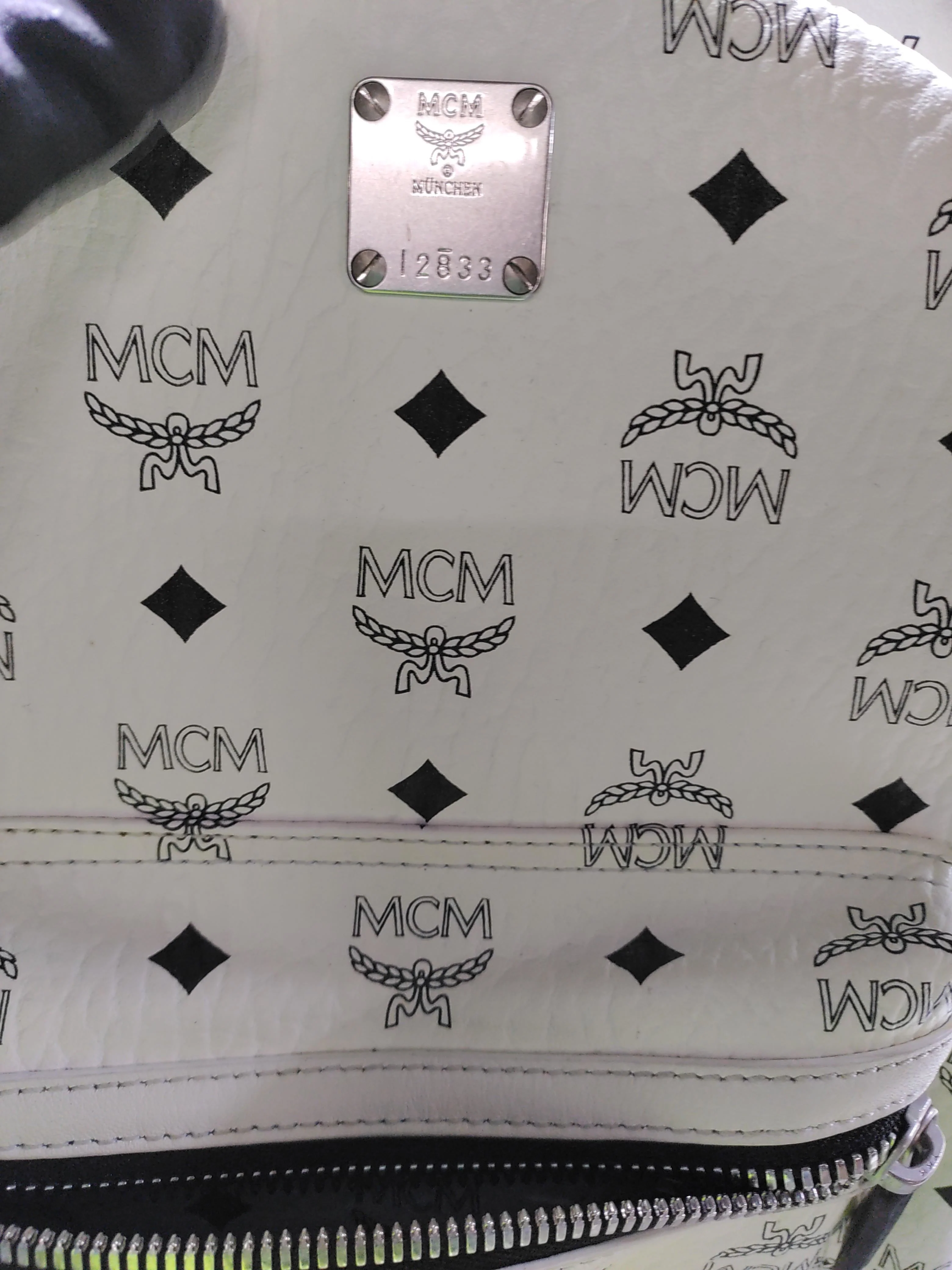 MCM Men's Bag White Graphic 100% Faux Leather Backpack - Image 5