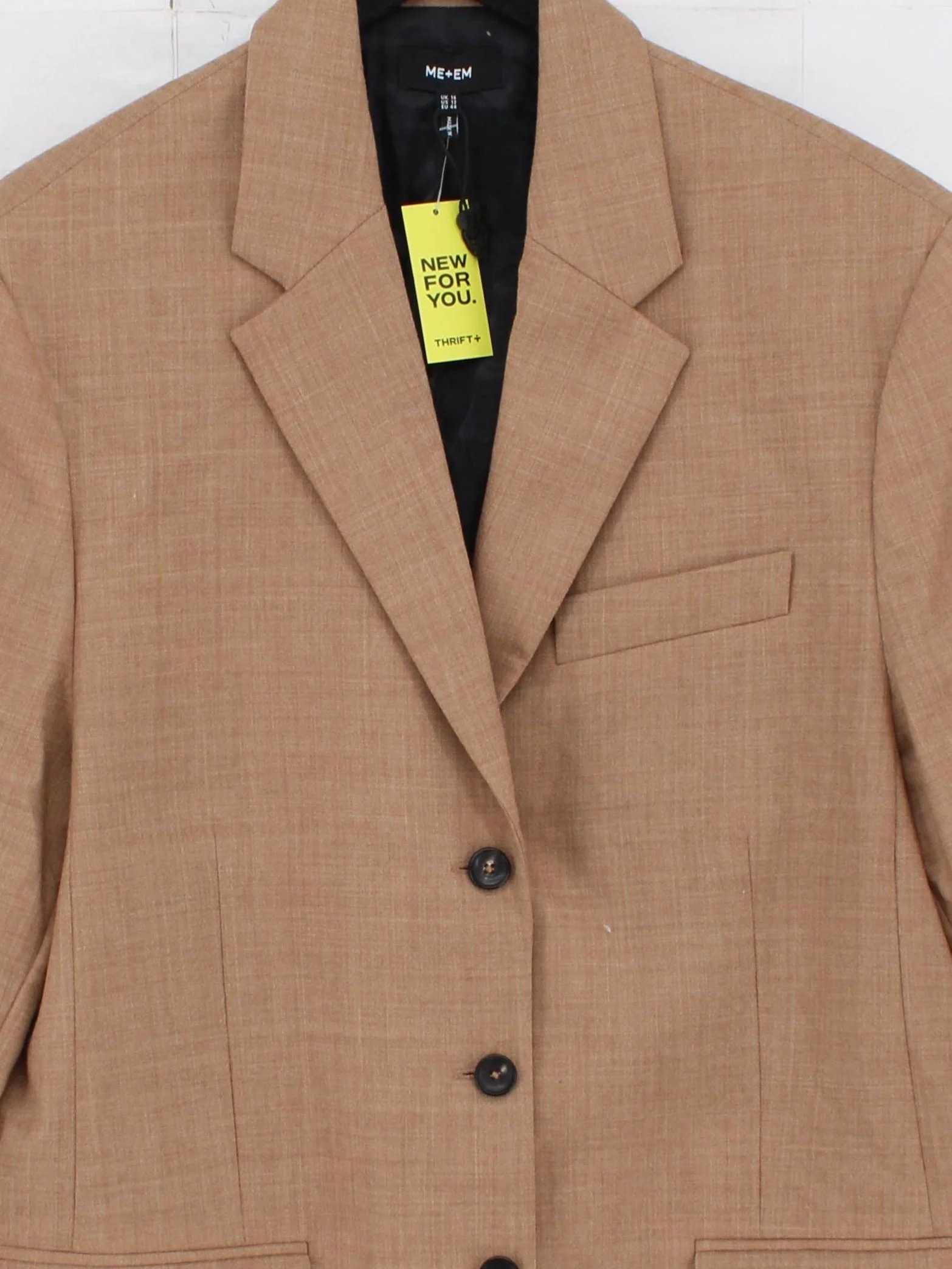 ME+EM Women's Blazer UK 16 Tan Wool with Polyester Overcoat - Image 3
