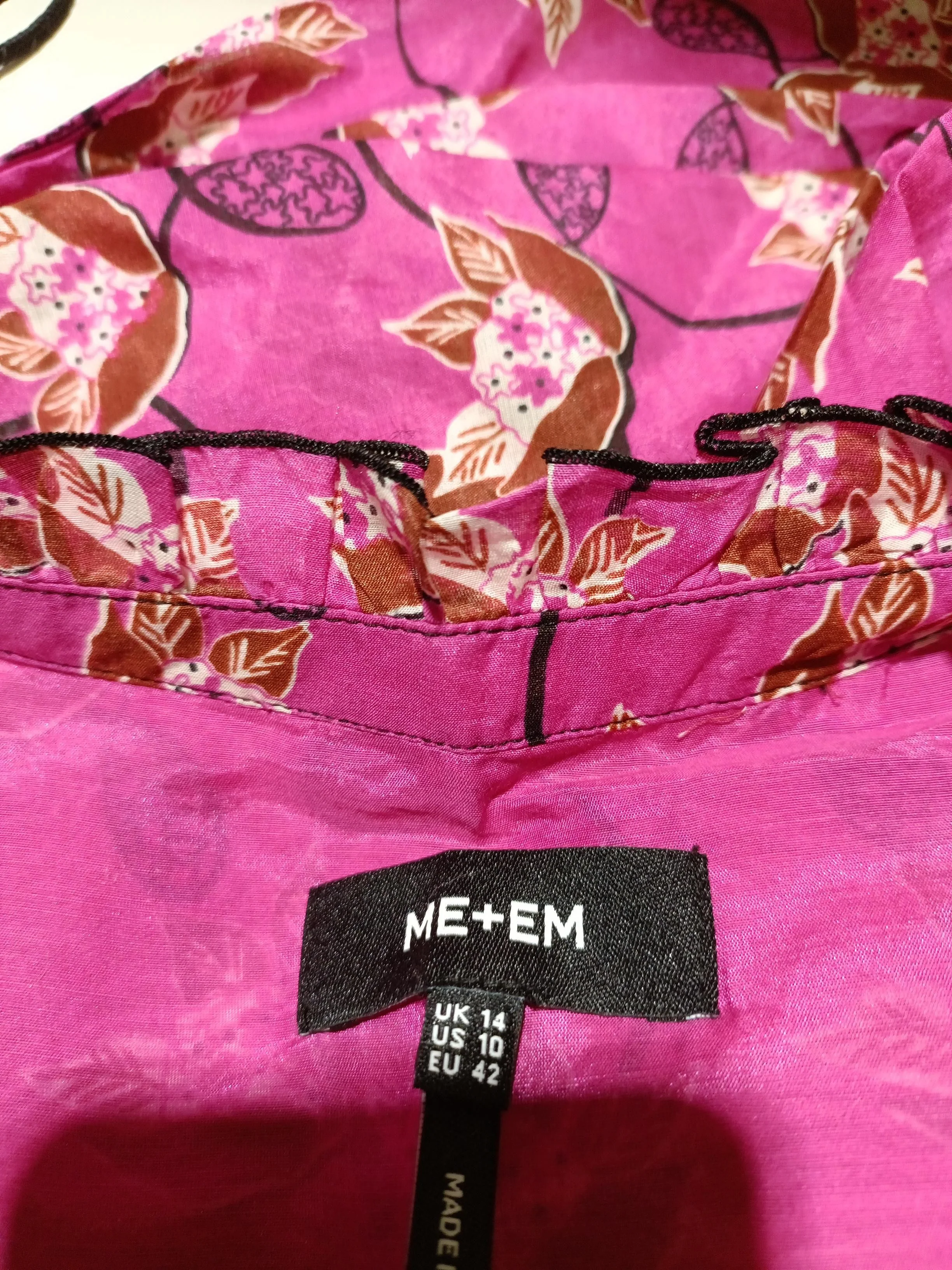 ME+EM Women's Blouse UK 14 Pink Cotton with Silk Basic - Image 5