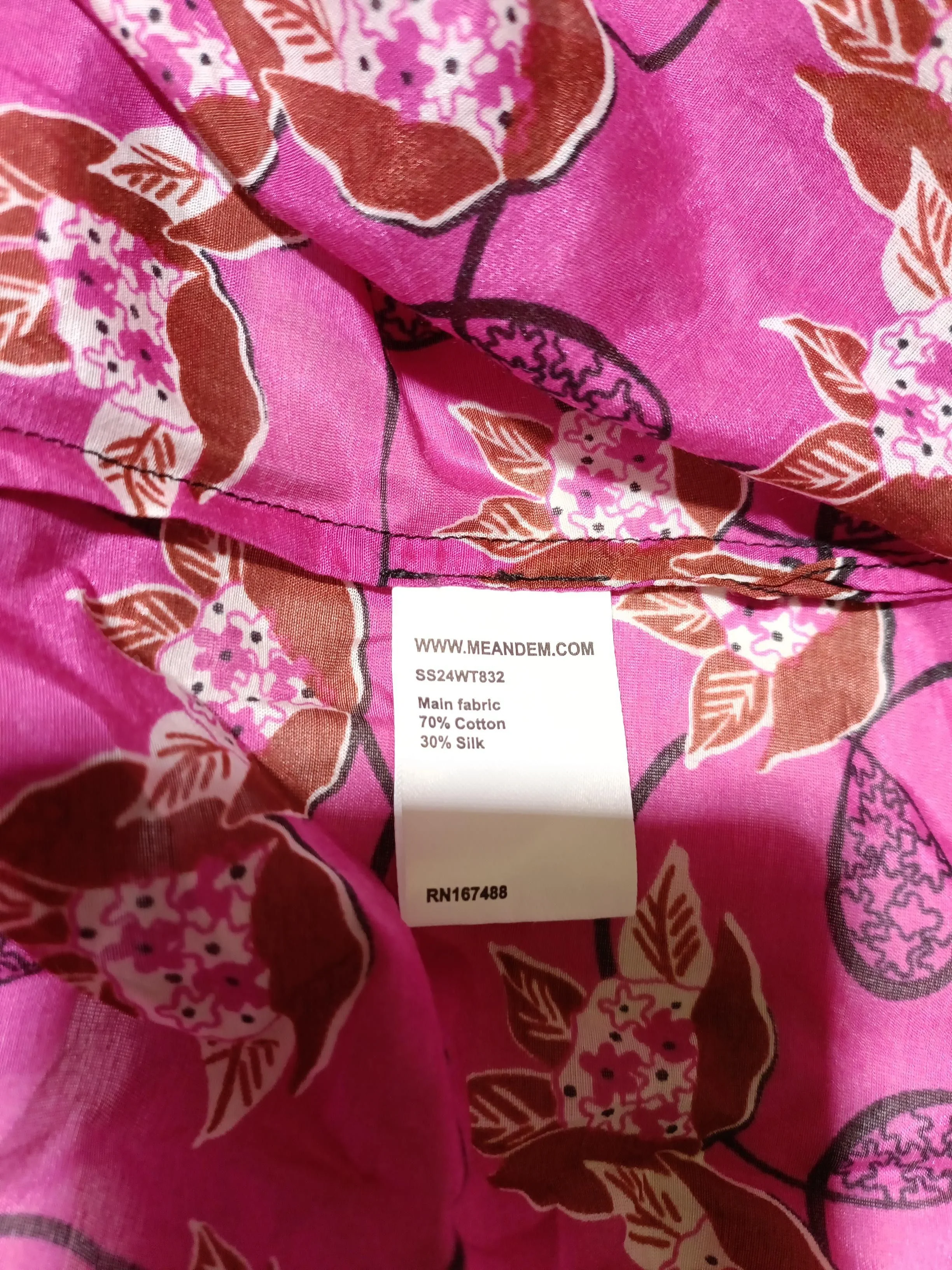 ME+EM Women's Blouse UK 14 Pink Cotton with Silk Basic - Image 6