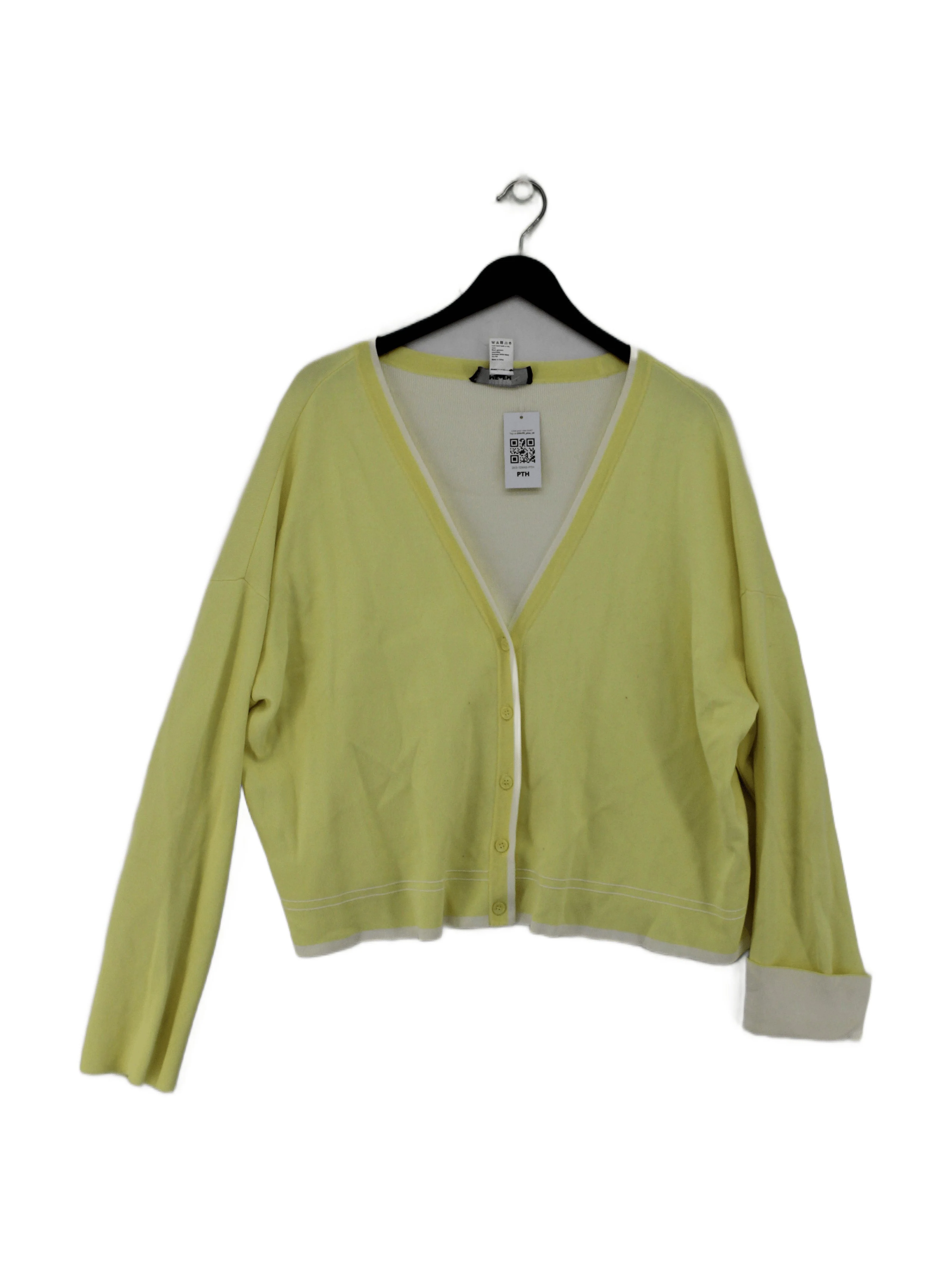 ME+EM Women's Cardigan M Yellow Cotton with Polyamide, Elastane V-Neck Cardigan