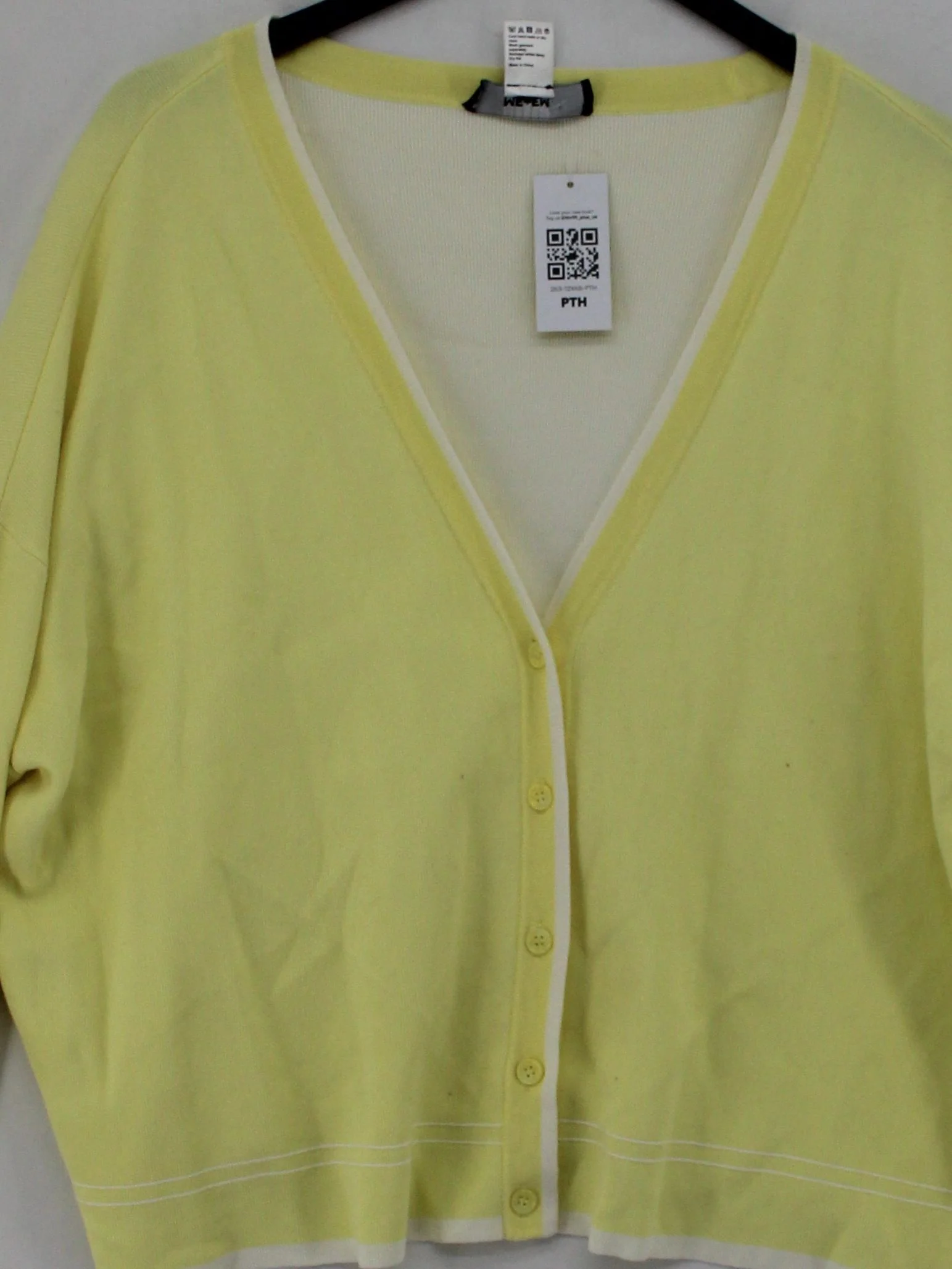 ME+EM Women's Cardigan M Yellow Cotton with Polyamide, Elastane V-Neck Cardigan - Image 3