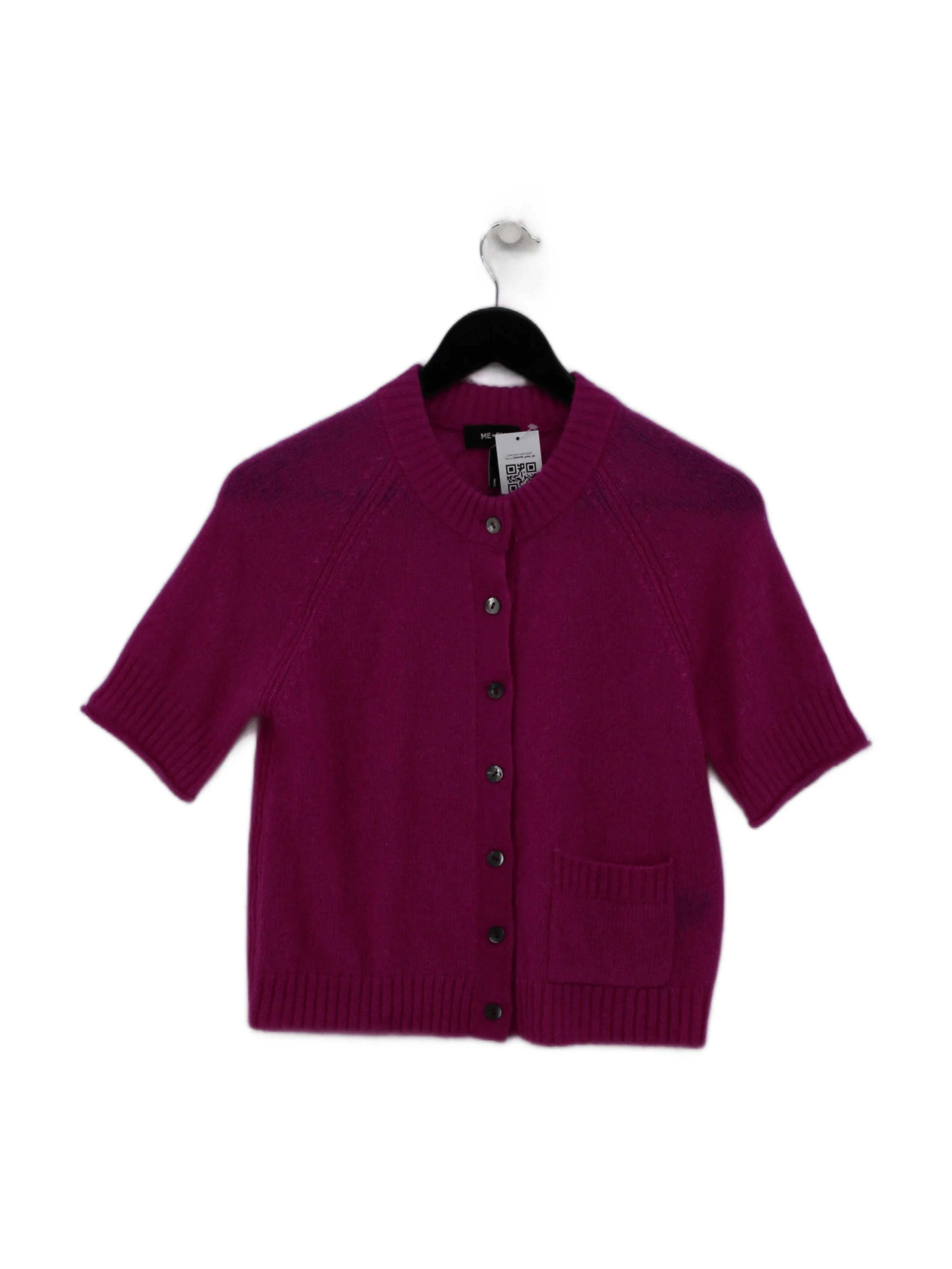 ME+EM Women's Cardigan S Pink Wool with Cashmere, Silk Round Neck Cardigan