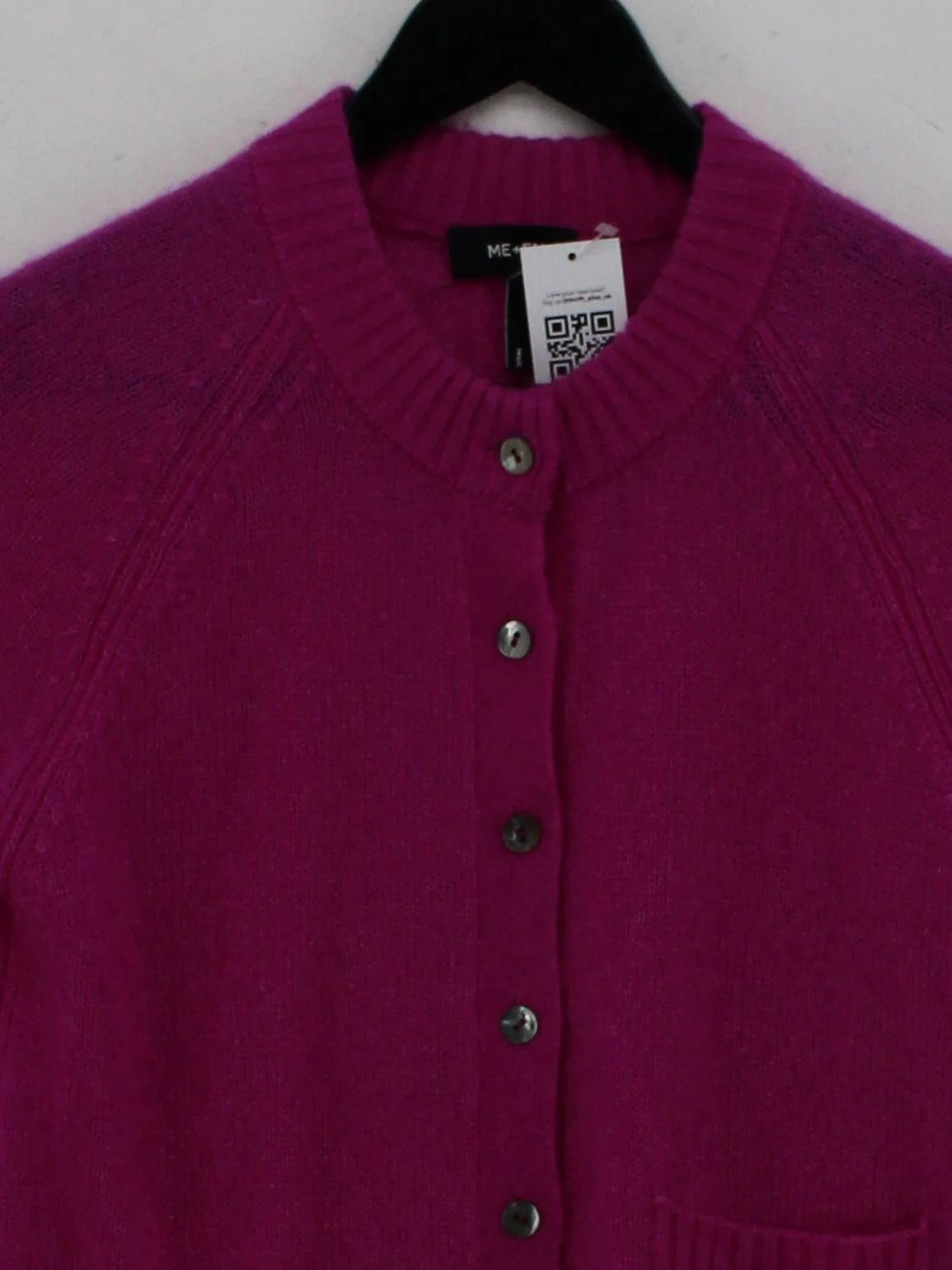 ME+EM Women's Cardigan S Pink Wool with Cashmere, Silk Round Neck Cardigan - Image 3