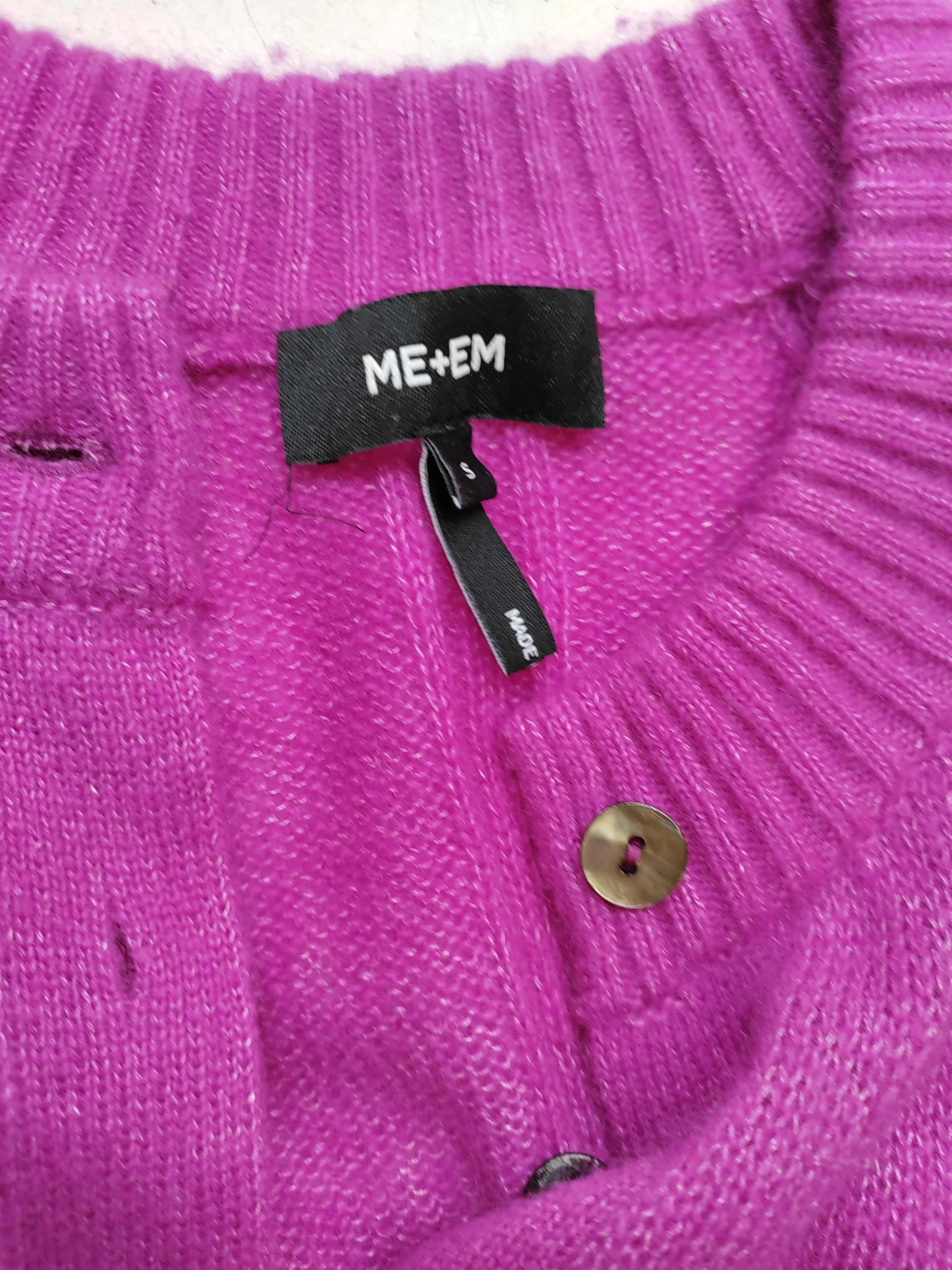 ME+EM Women's Cardigan S Pink Wool with Cashmere, Silk Round Neck Cardigan - Image 5