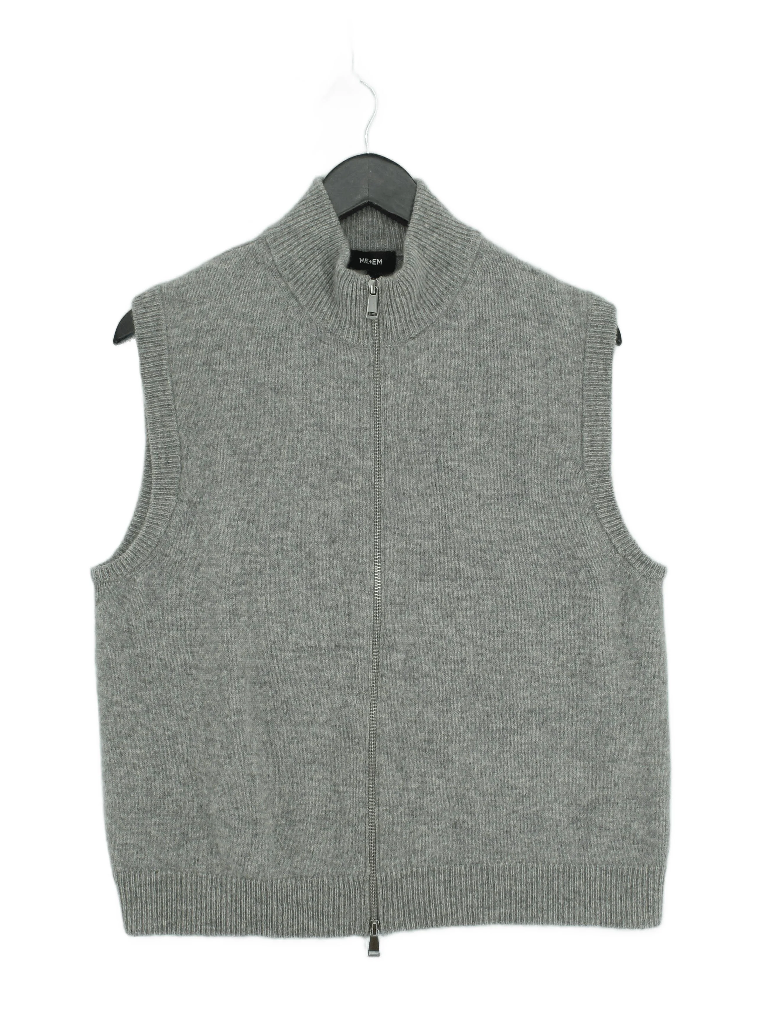ME+EM Women's Jumper L Grey 100% Wool High Neck Vest