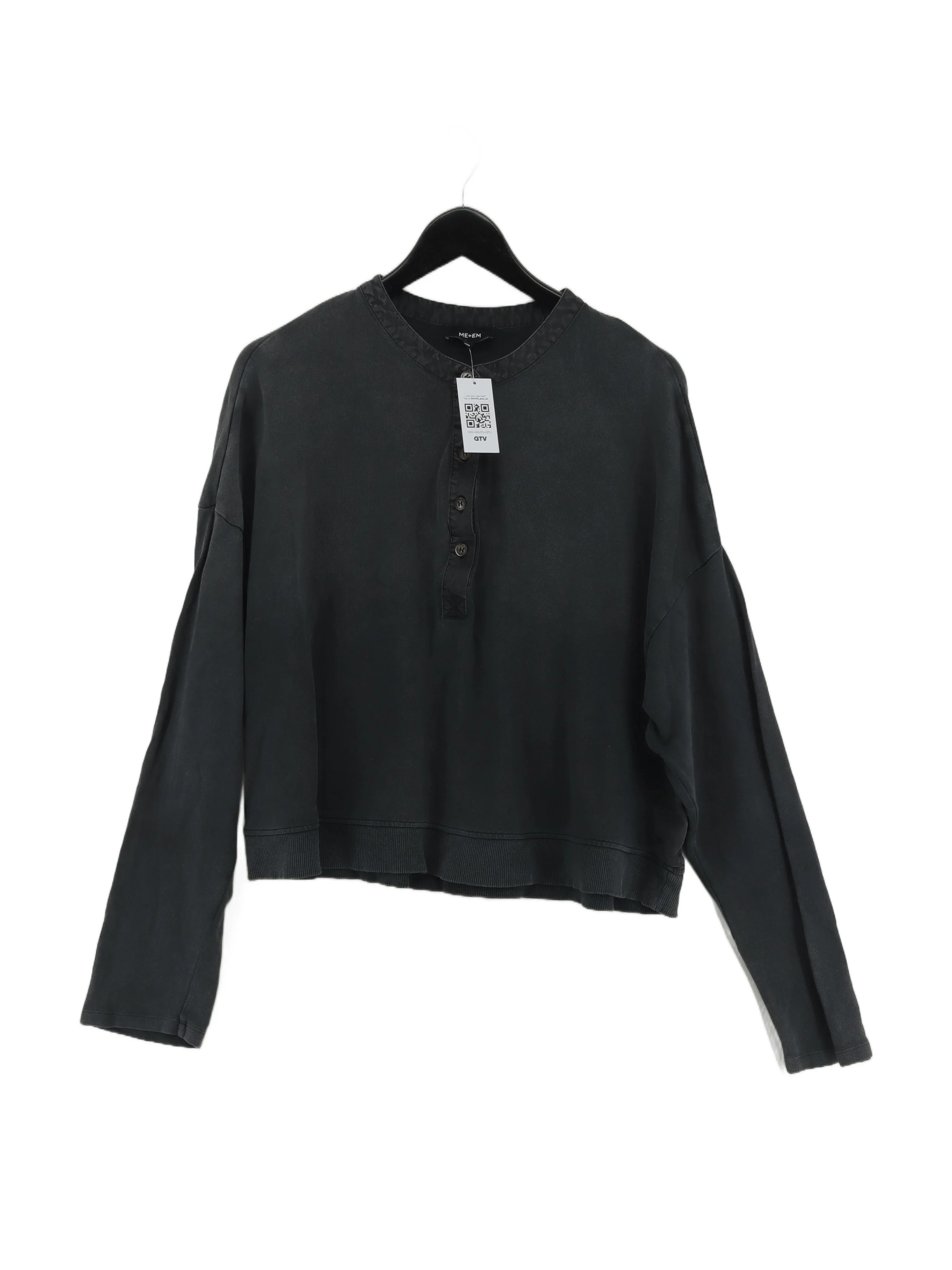 ME+EM Women's Jumper S Grey Cotton with Elastane V-Neck Pullover