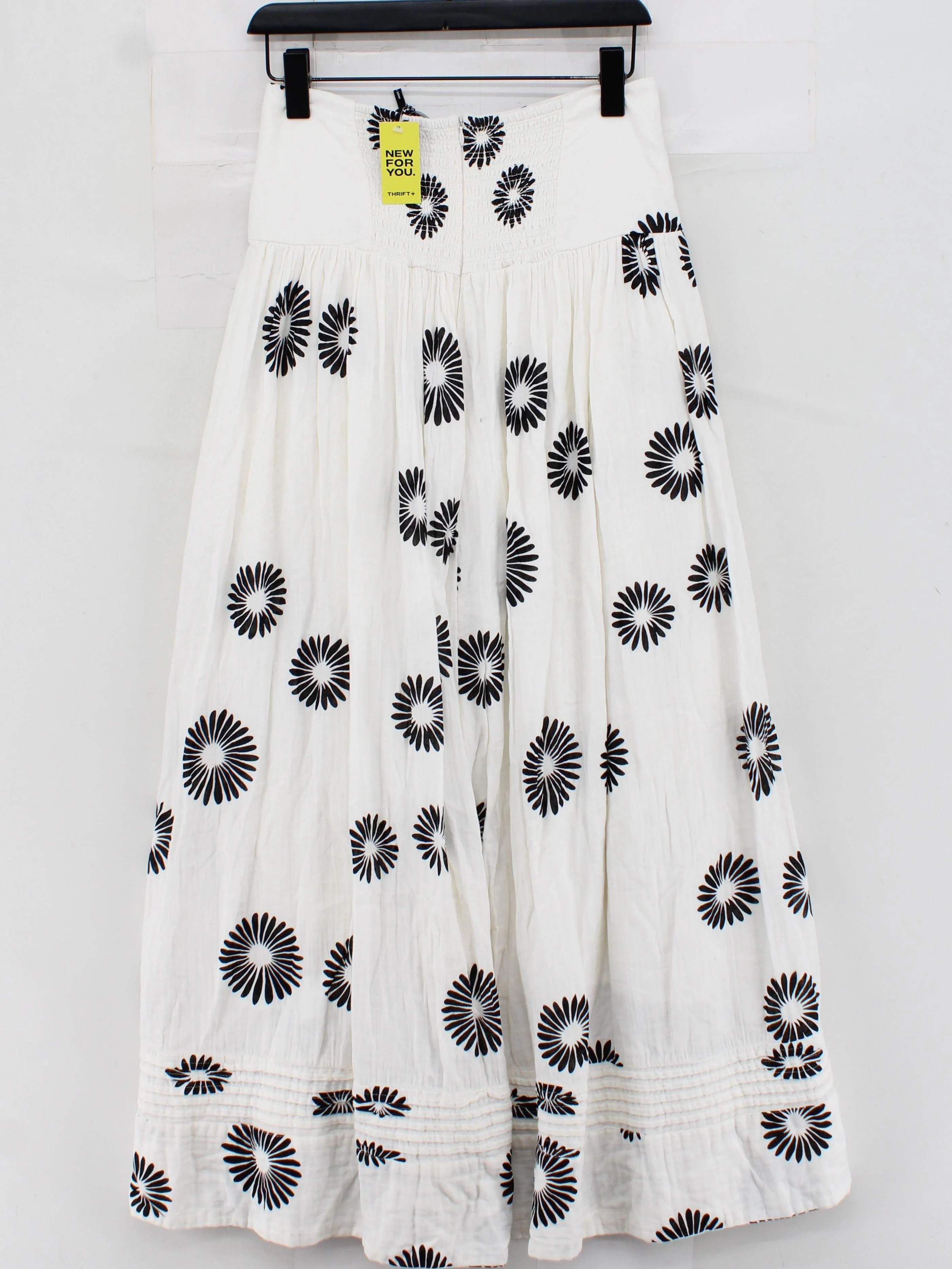 ME+EM Women's Midi Skirt M White Floral 100% Cotton Midi A-Line - Image 2