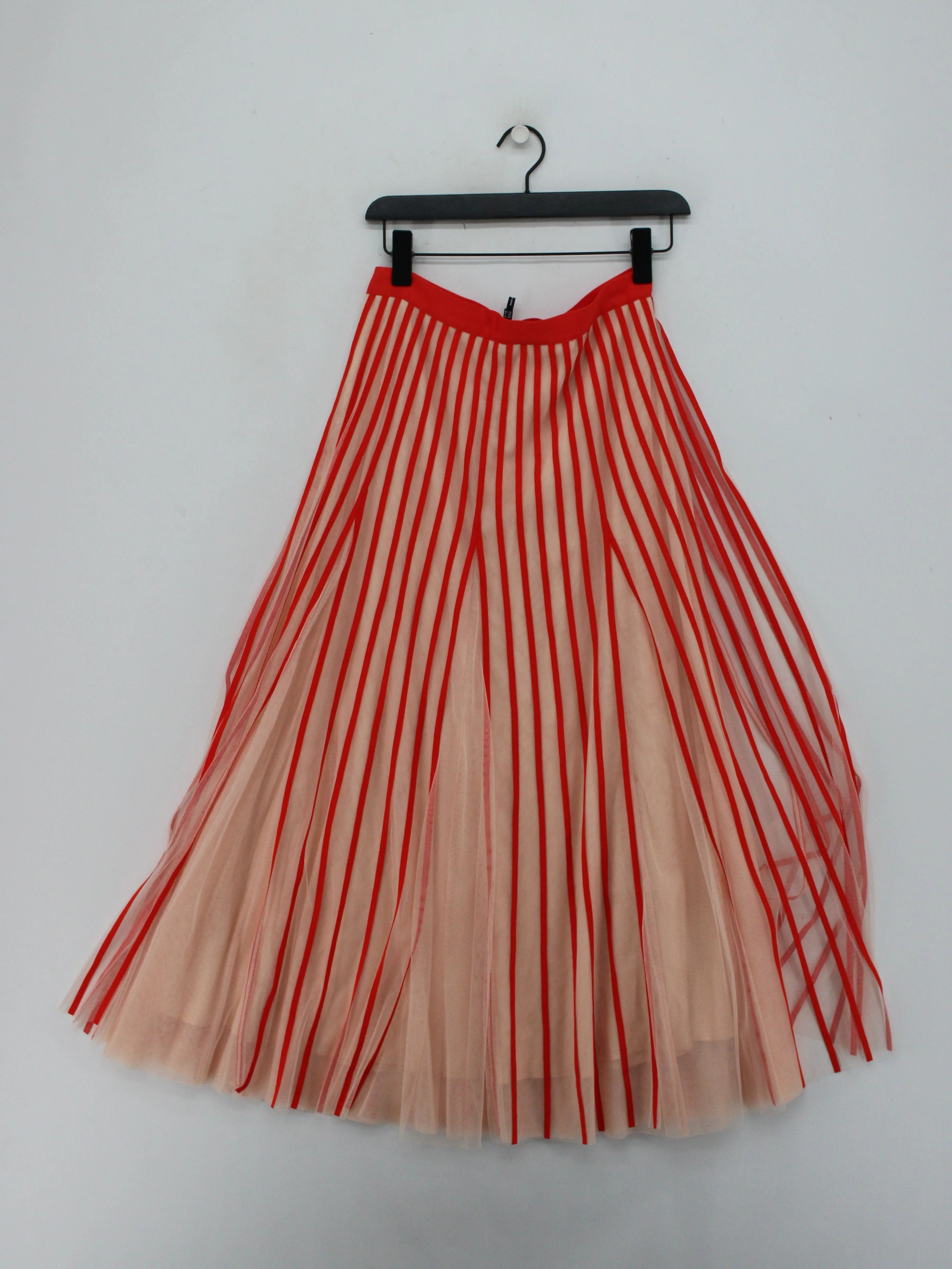 ME+EM Women's Midi Skirt UK 10 Cream Striped Polyester with Viscose Midi A-Line - Image 2