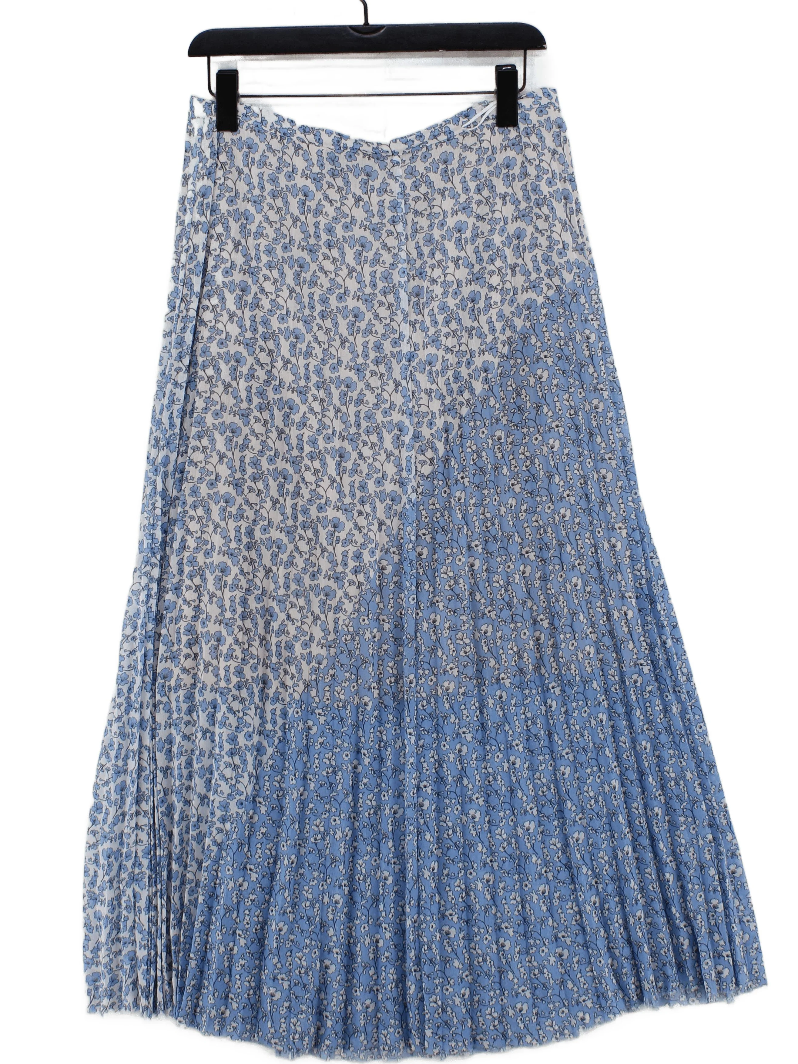 ME+EM Women's Midi Skirt UK 12 Blue Floral Polyester with Elastane Midi Pleated