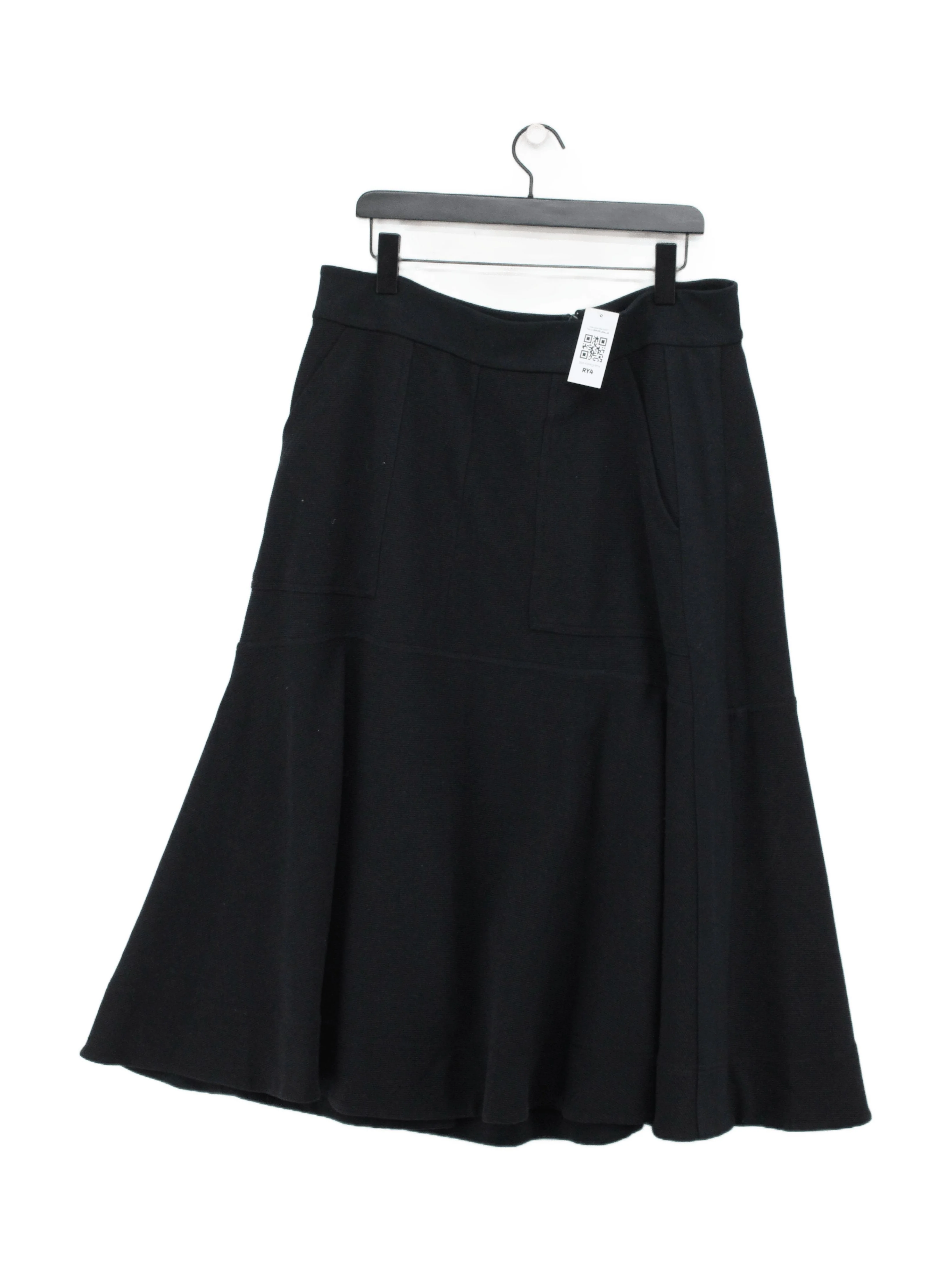 ME+EM Women's Midi Skirt UK 16 Black Cotton with Elastane Midi A-Line