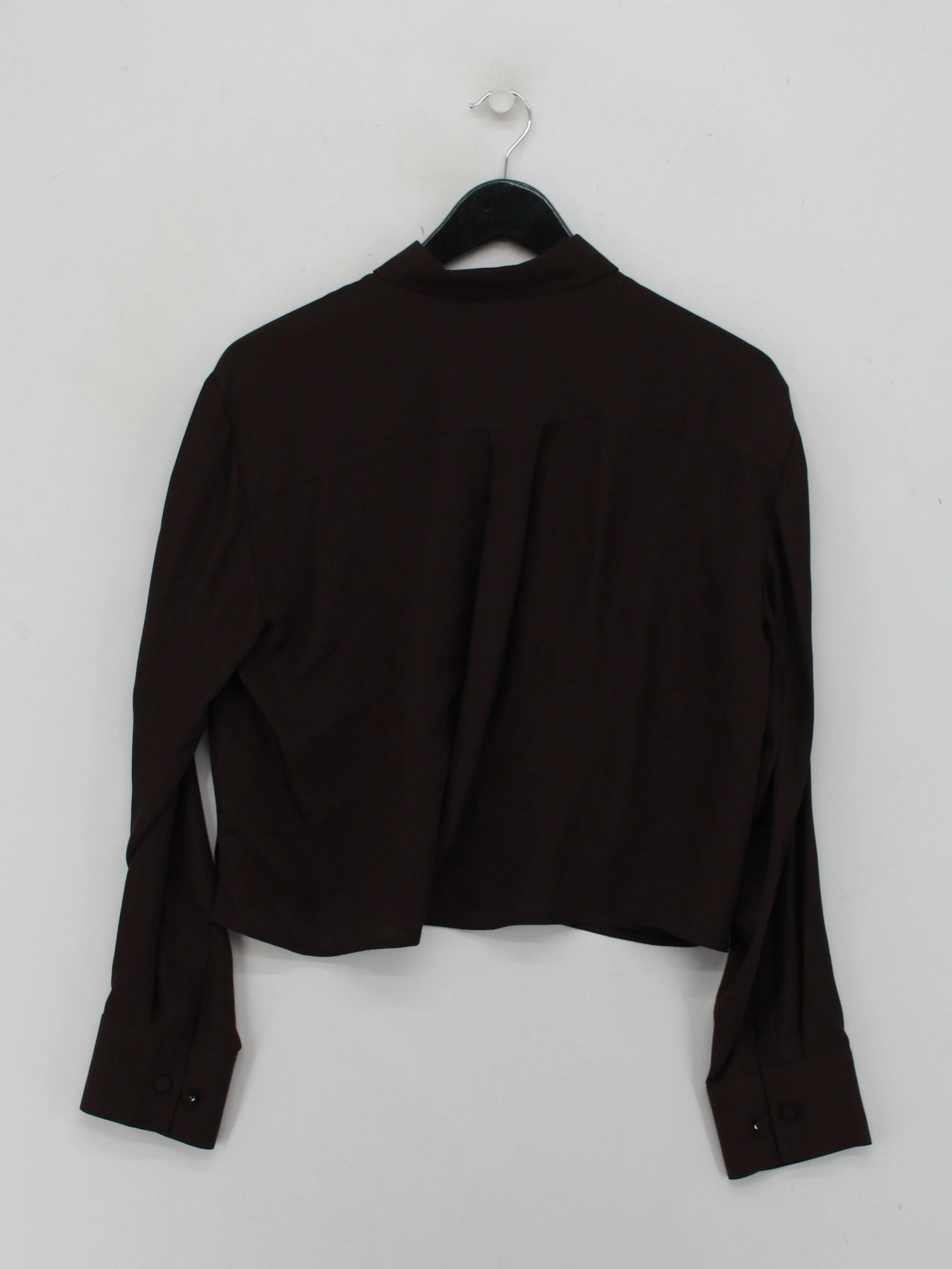 ME+EM Women's Shirt UK 10 Brown 100% Silk Long Sleeve Collared Basic - Image 2